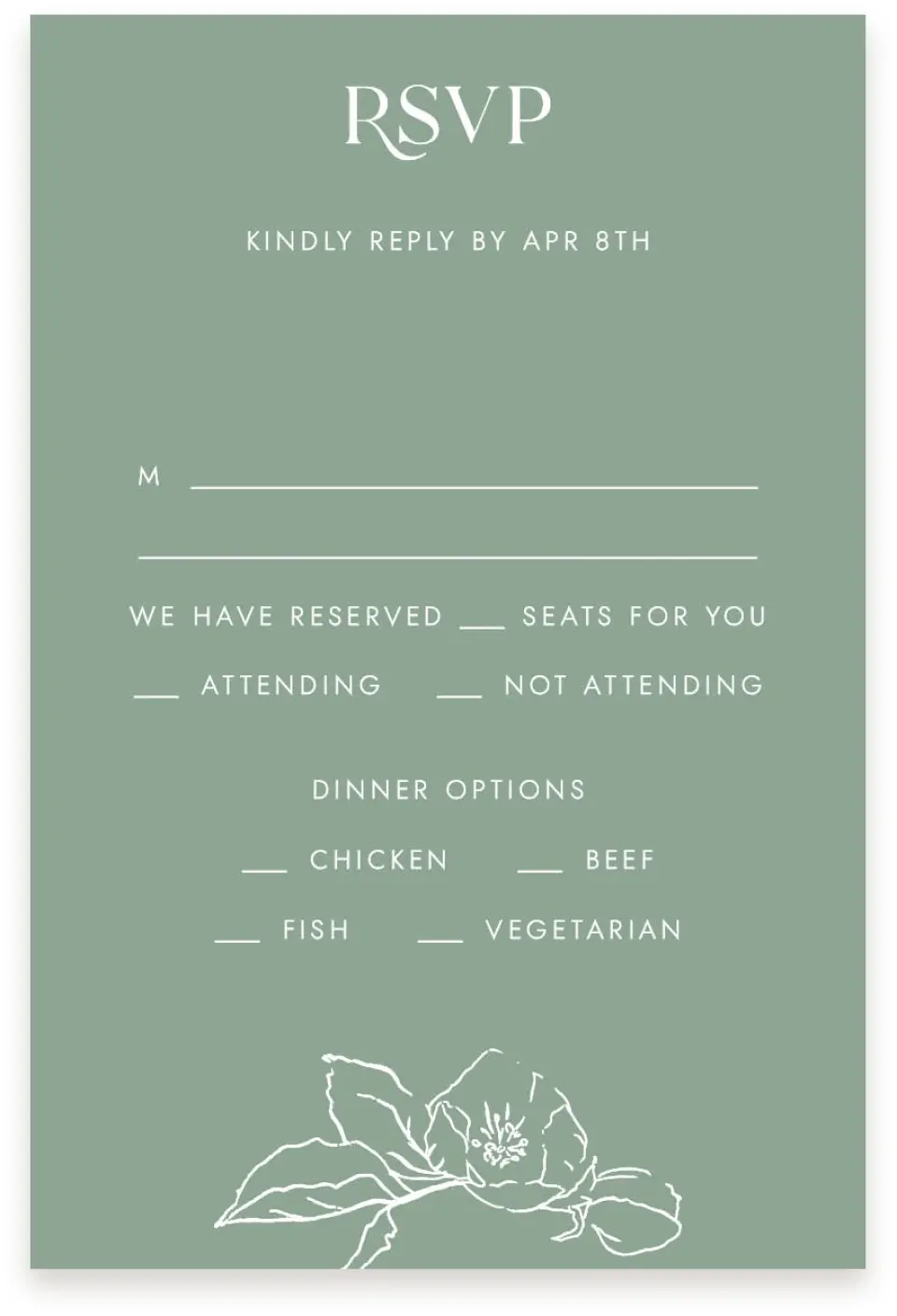 This is a  4" x 6" RSVP Postcards (Pocket Invitation) called Blossoming Arch printed in full color on Premium Smooth paper