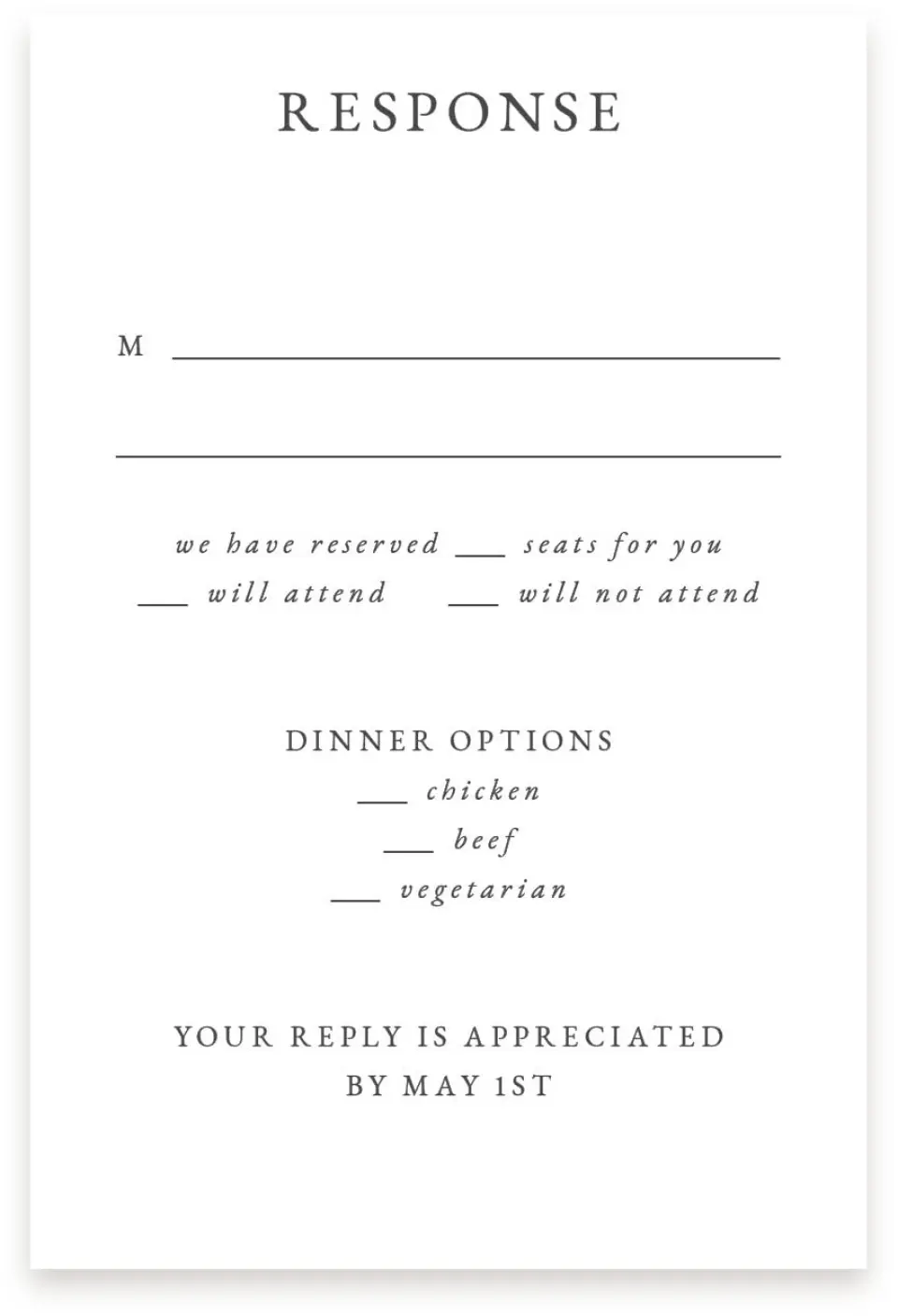 This is a  4" x 6" RSVP Postcards (Pocket Invitation) called Soft Botanics printed in full color on Premium Smooth paper
