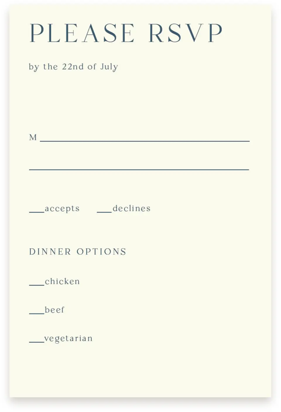 This is a  4" x 6" RSVP Postcards (Pocket Invitation) called The Savannah printed in full color on Premium Smooth paper