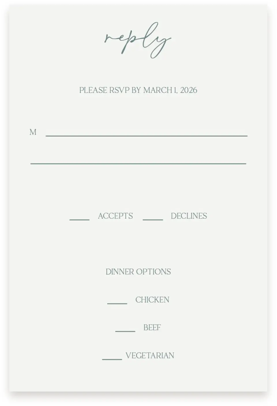 This is a  4" x 6" RSVP Postcards (Pocket Invitation) called The Ashlynn printed in full color with Silver foil on Luxe Satin (coated) paper