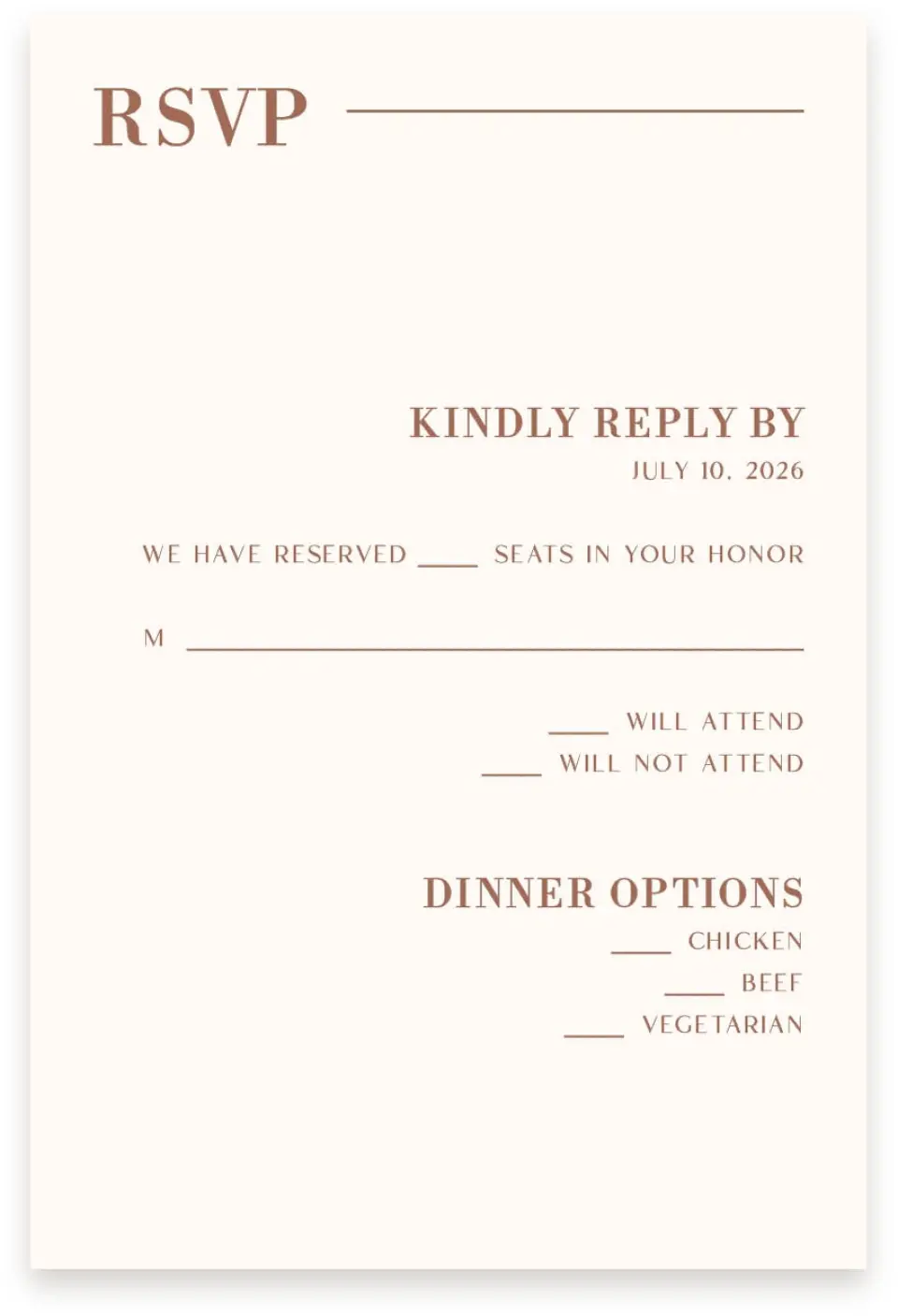 This is a  4" x 6" RSVP Postcards (Pocket Invitation) called The Heather printed in full color on Premium Smooth paper