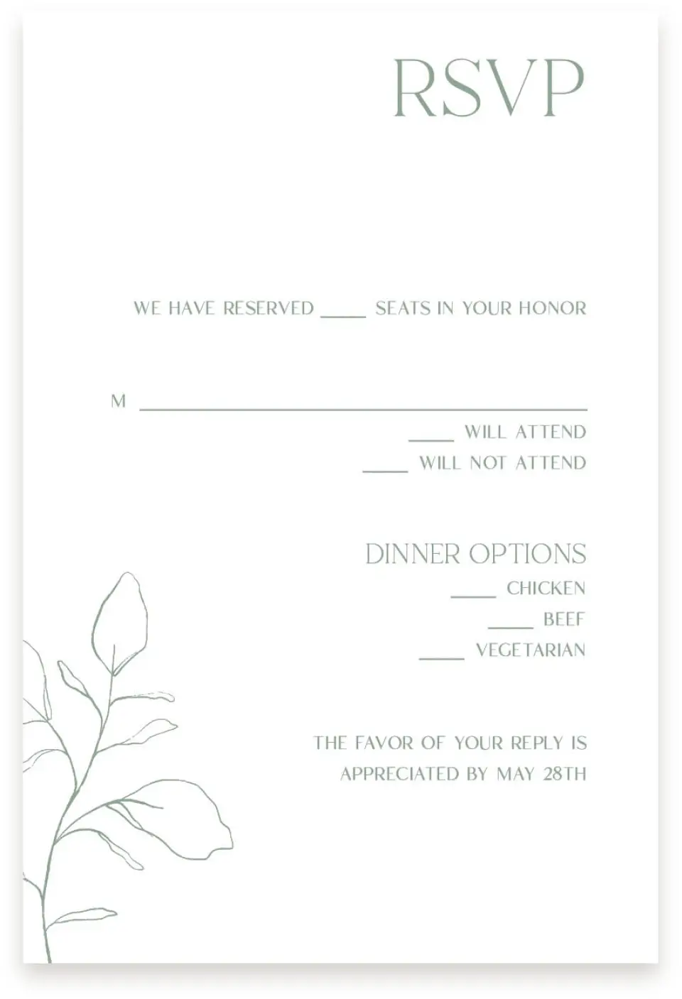 This is a  4" x 6" RSVP Postcards (Pocket Invitation) called The Sadie printed in full color with Silver foil on Luxe Satin (coated) paper