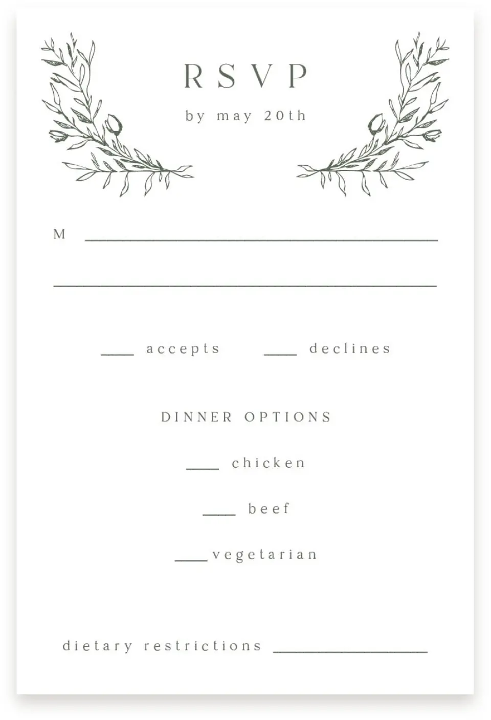 This is a  4" x 6" RSVP Postcards (Pocket Invitation) called Flourishing Frame printed in full color with Silver foil on Luxe Satin (coated) paper