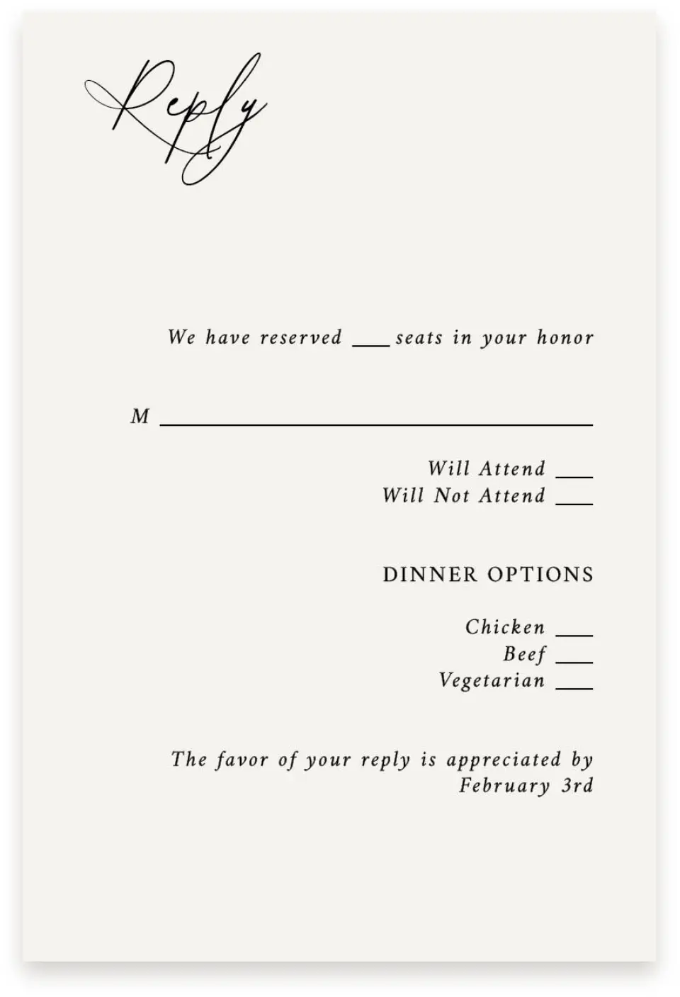 This is a  4" x 6" RSVP Postcards (Pocket Invitation) called The Christina printed in full color on Premium Smooth paper