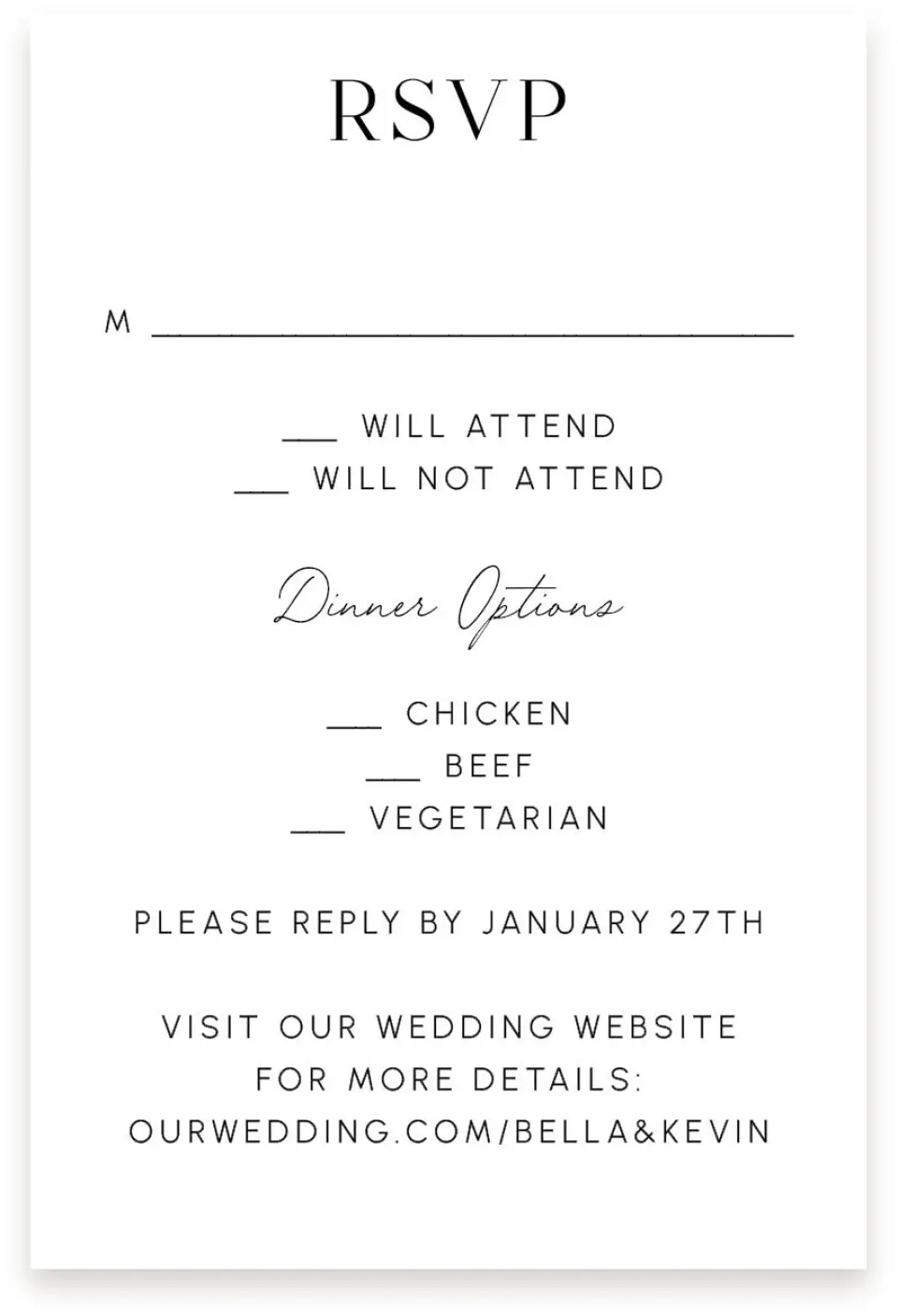 This is a  4" x 6" RSVP Postcards (Pocket Invitation) called The Isabella printed in full color on Premium Smooth paper