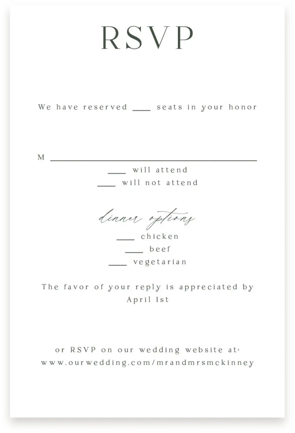 This is a  4" x 6" RSVP Postcards (Pocket Invitation) called True Tradition printed in full color with Silver foil on Luxe Satin (coated) paper