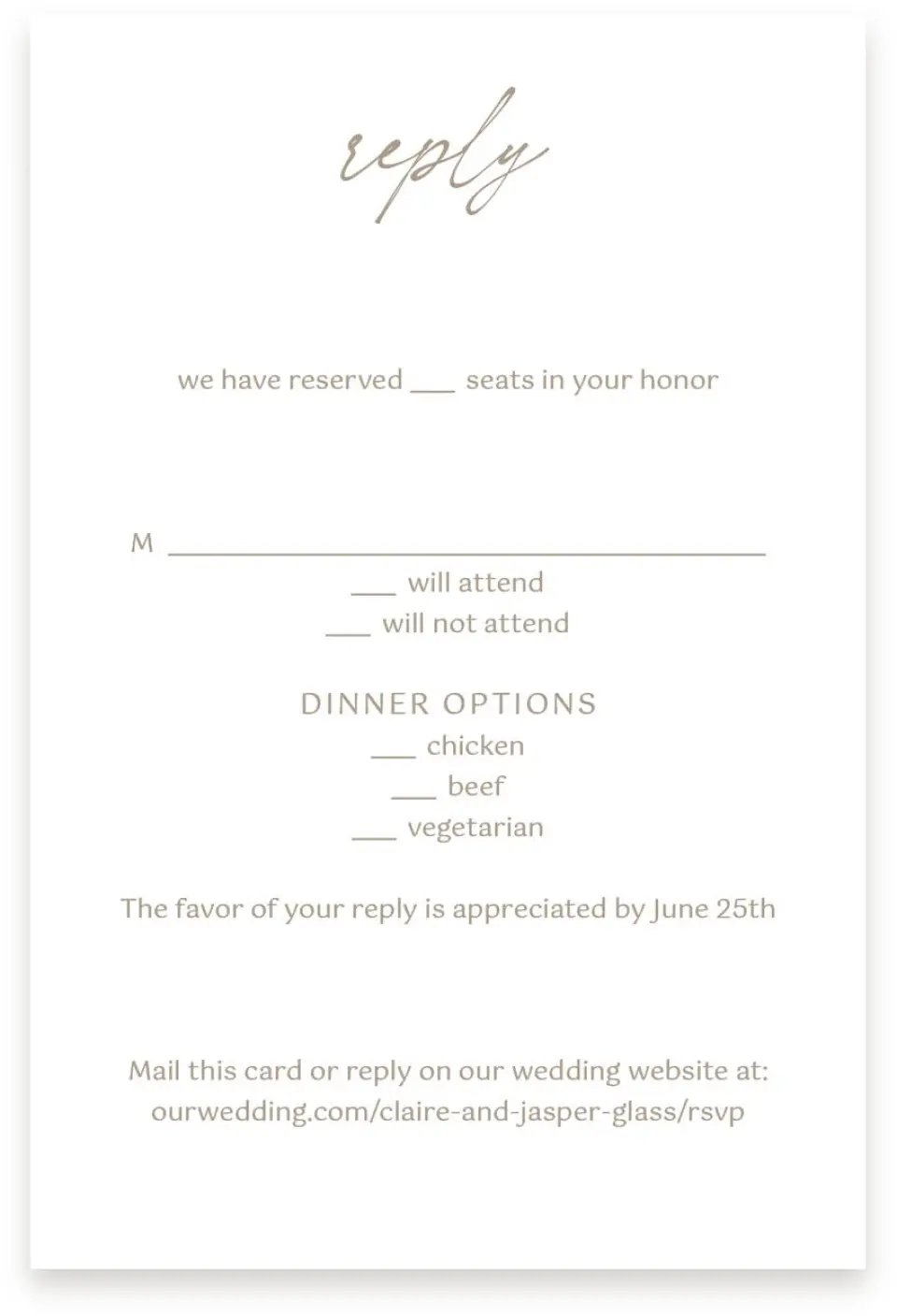 This is a  4" x 6" RSVP Postcards (Pocket Invitation) called Romantic Sketch printed in full color on Premium Smooth paper