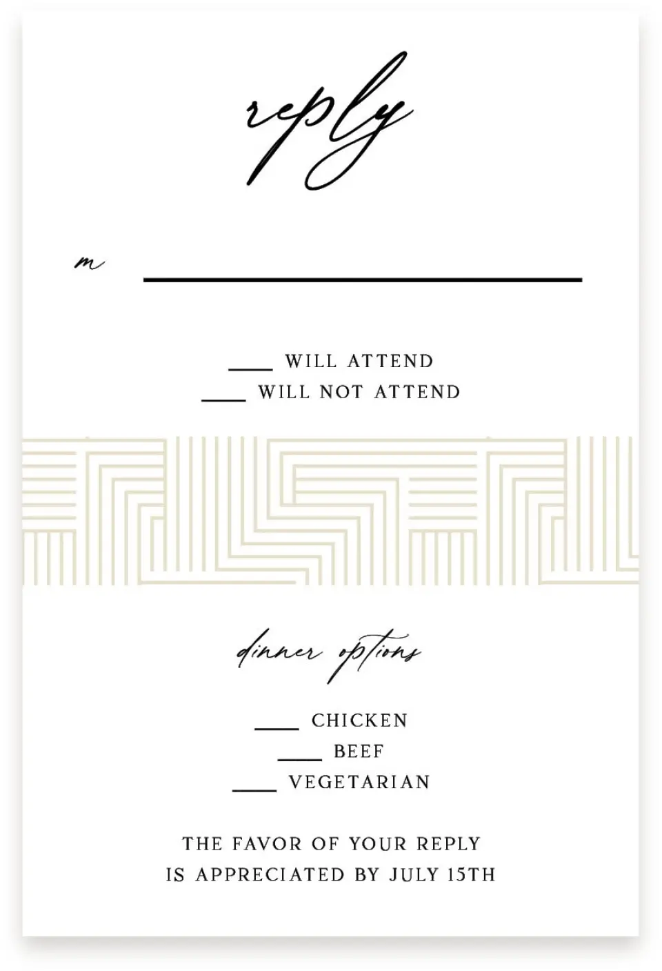 This is a  4" x 6" RSVP Postcards (Pocket Invitation) called Love Maze printed in full color with Silver foil on Luxe Satin (coated) paper
