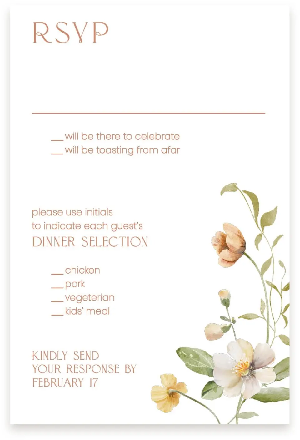 This is a  4" x 6" RSVP Postcards (Pocket Invitation) called Delicate Garden printed in full color with Silver foil on Luxe Satin (coated) paper