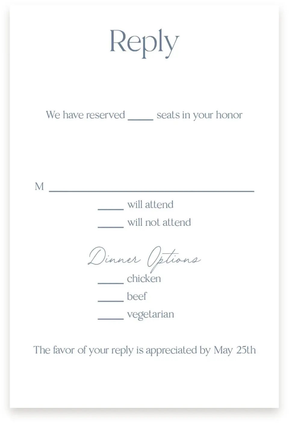 This is a  4" x 6" RSVP Postcards (Pocket Invitation) called The Gabriella printed in full color on Premium Smooth paper