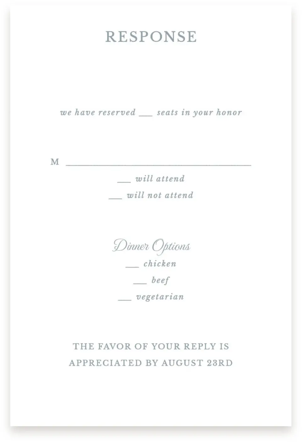 This is a  4" x 6" RSVP Postcards (Pocket Invitation) called Flowering Frame printed in full color with Silver foil on Luxe Satin (coated) paper