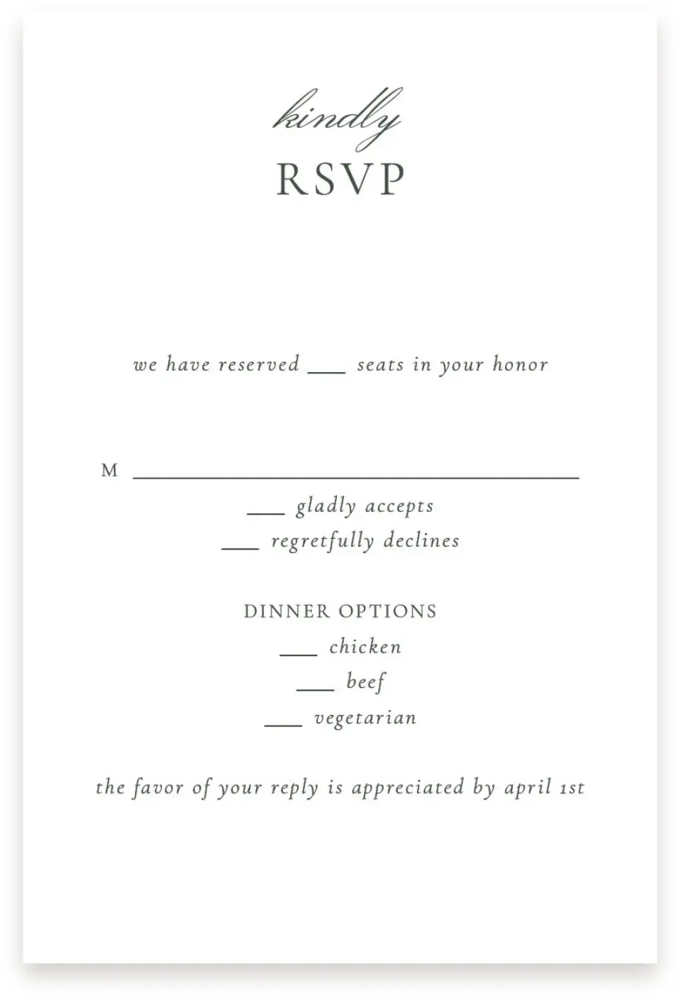 This is a  4" x 6" RSVP Postcards (Pocket Invitation) called The Adaline printed in full color with Silver foil on Luxe Satin (coated) paper