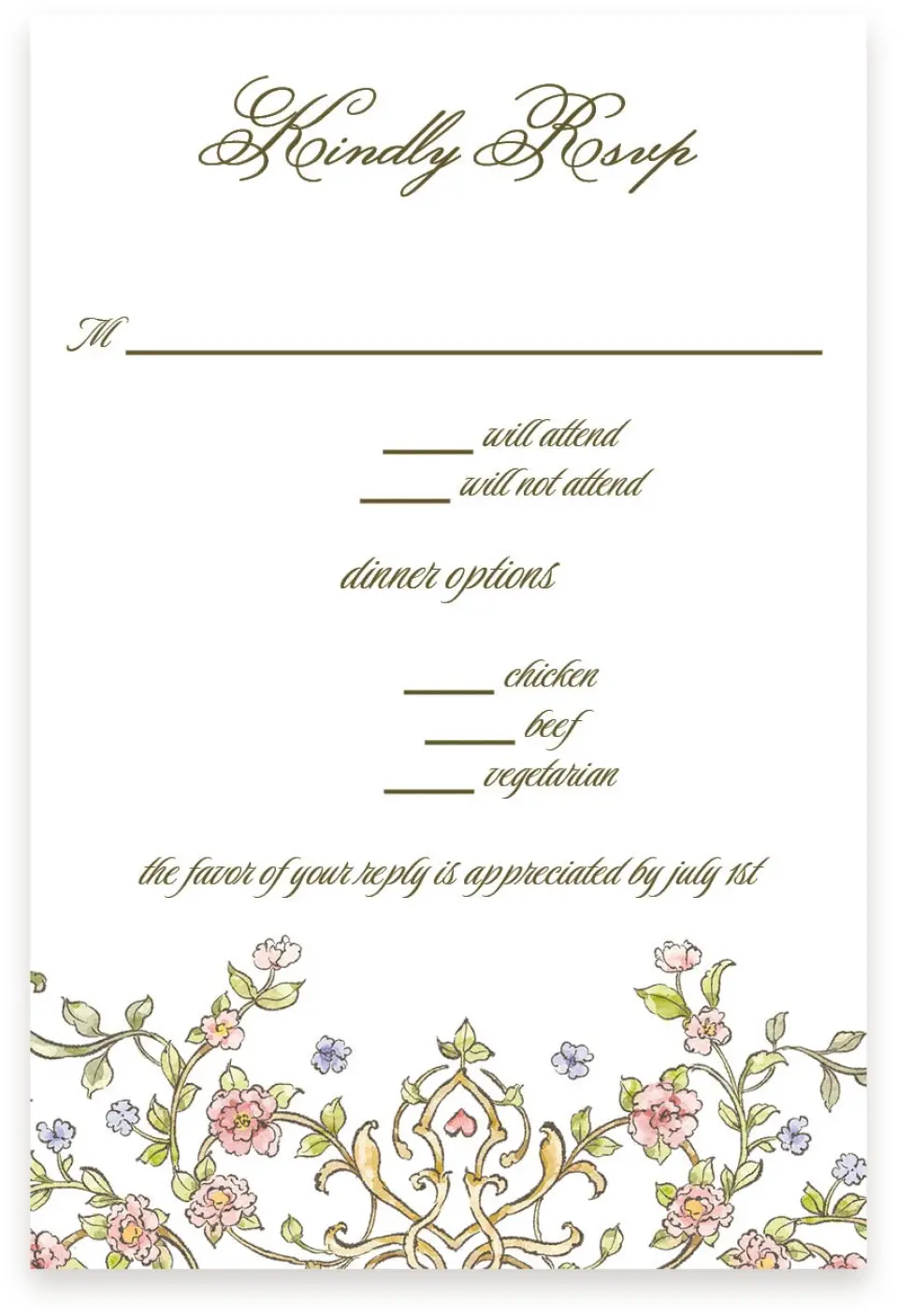 This is a  4" x 6" RSVP Postcards (Pocket Invitation) called Ever After printed in full color on Premium Smooth paper