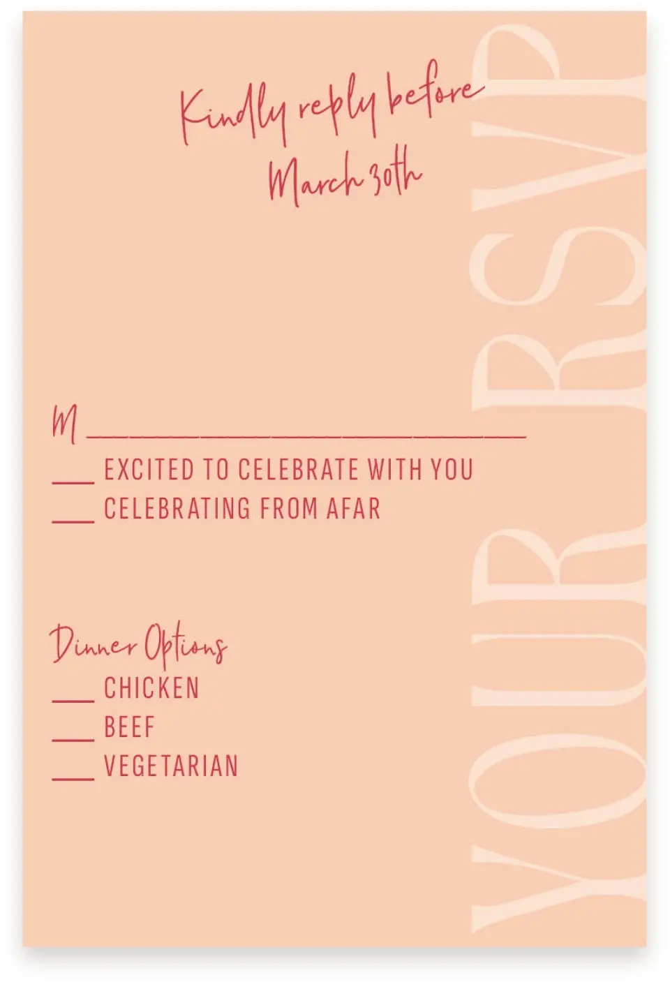 This is a  4" x 6" RSVP Postcards (Pocket Invitation) called Lovey-Dovey printed in full color with Silver foil on Luxe Satin (coated) paper