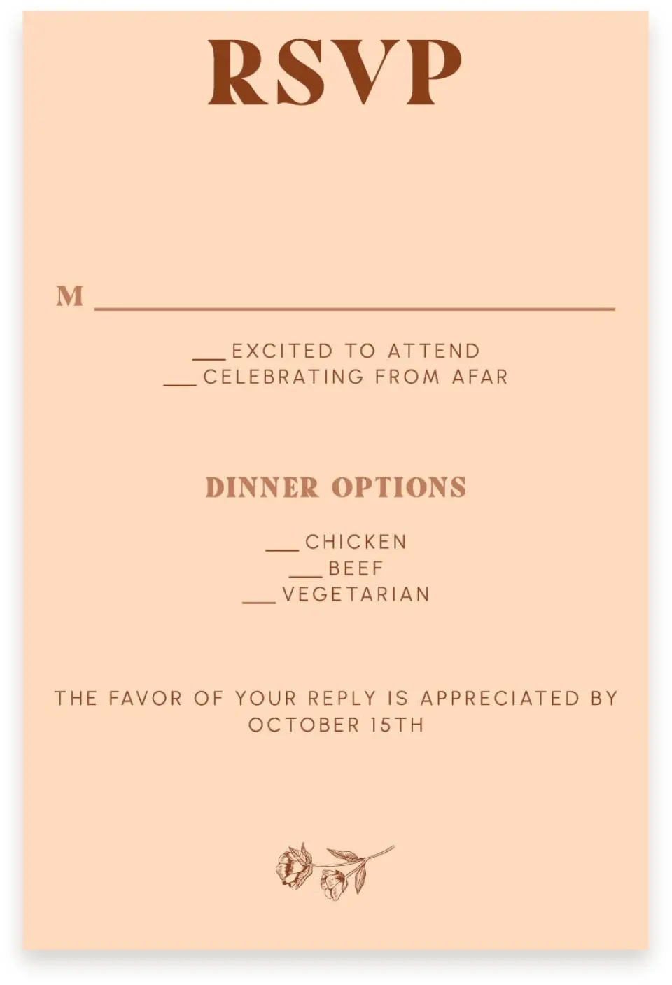 This is a  4" x 6" RSVP Postcards (Pocket Invitation) called Agrestal printed in full color on Premium Smooth paper