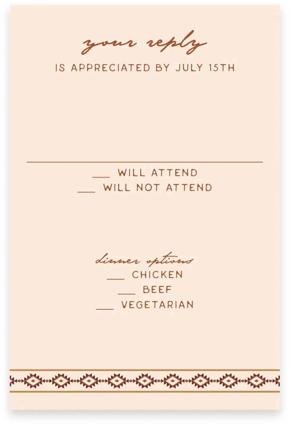 This is a  4" x 6" RSVP Postcards (Pocket Invitation) called Wild at Heart printed in full color with Rose Gold foil on Luxe Satin (coated) paper