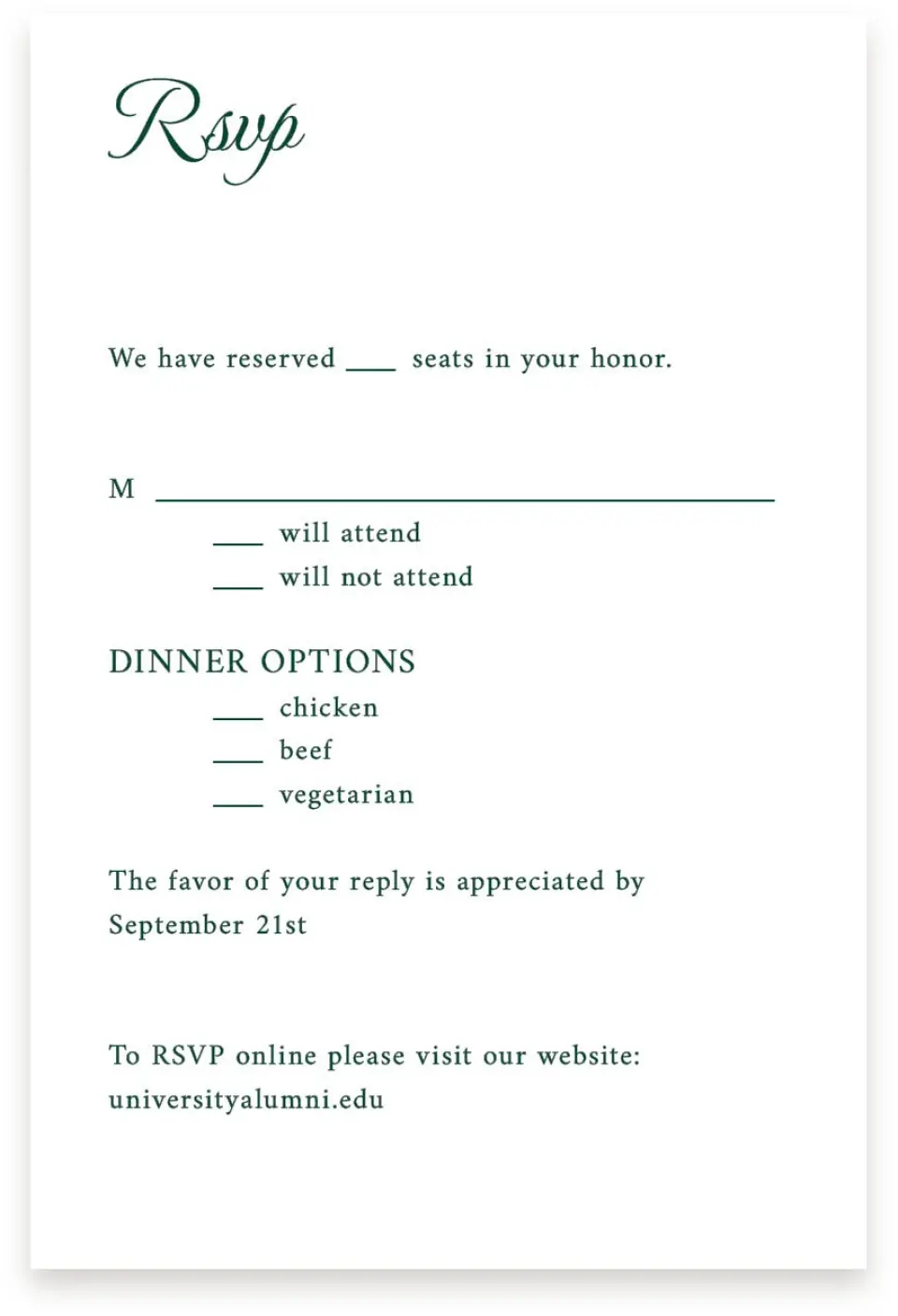 This is a  4" x 6" RSVP Postcards (Pocket Invitation) called Lasting Legacy printed in full color on Premium Smooth paper