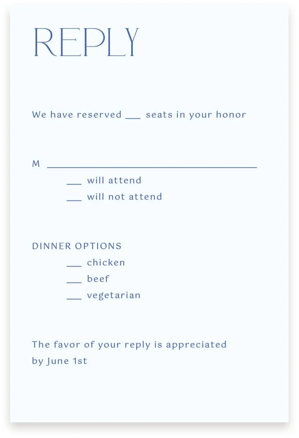 This is a  4" x 6" RSVP Postcards (Pocket Invitation) called The Mila printed in full color on Premium Smooth paper