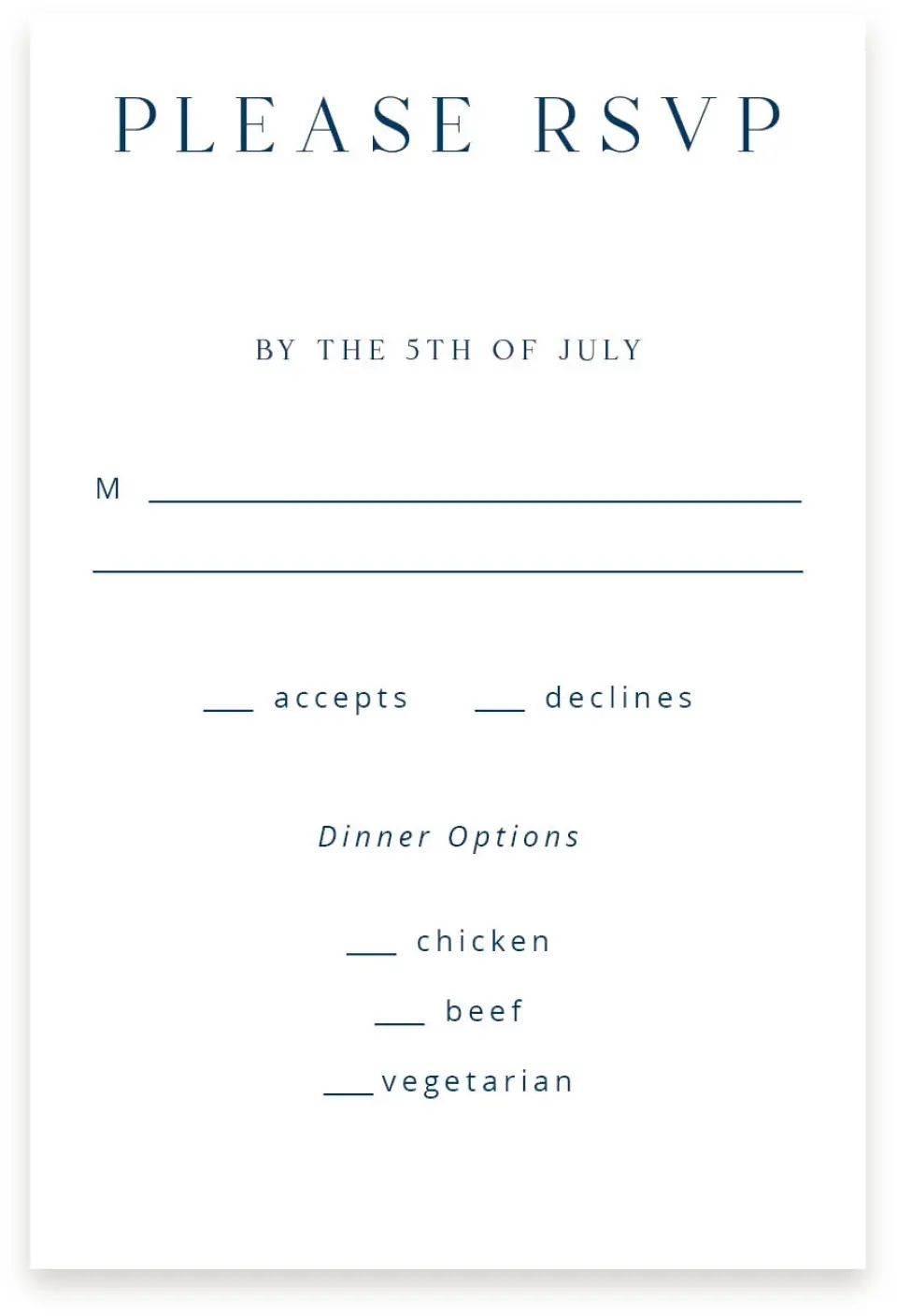 This is a  4" x 6" RSVP Postcards (Pocket Invitation) called The Addison printed in full color on Premium Smooth paper