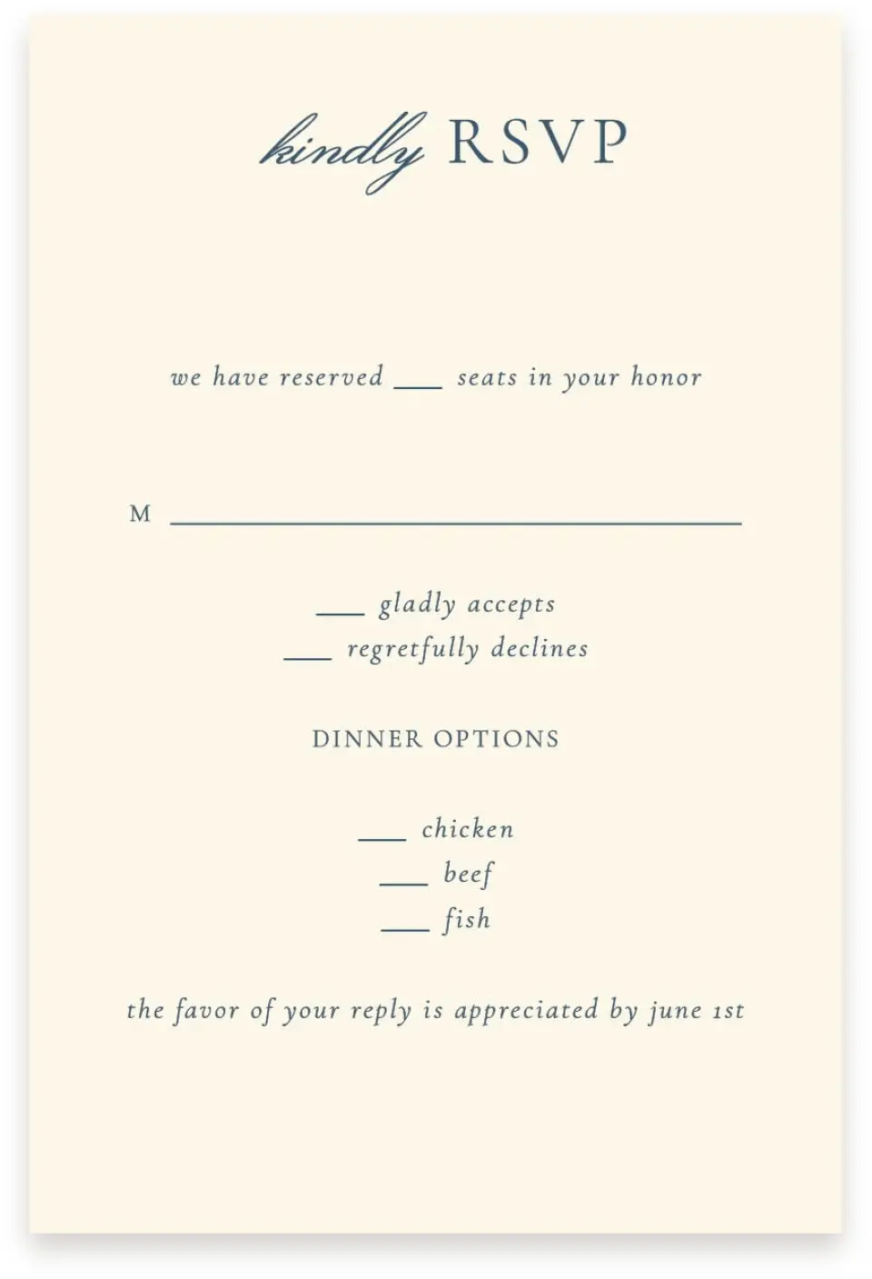 This is a  4" x 6" RSVP Postcards (Pocket Invitation) called The Georgia printed in full color on Premium Smooth paper