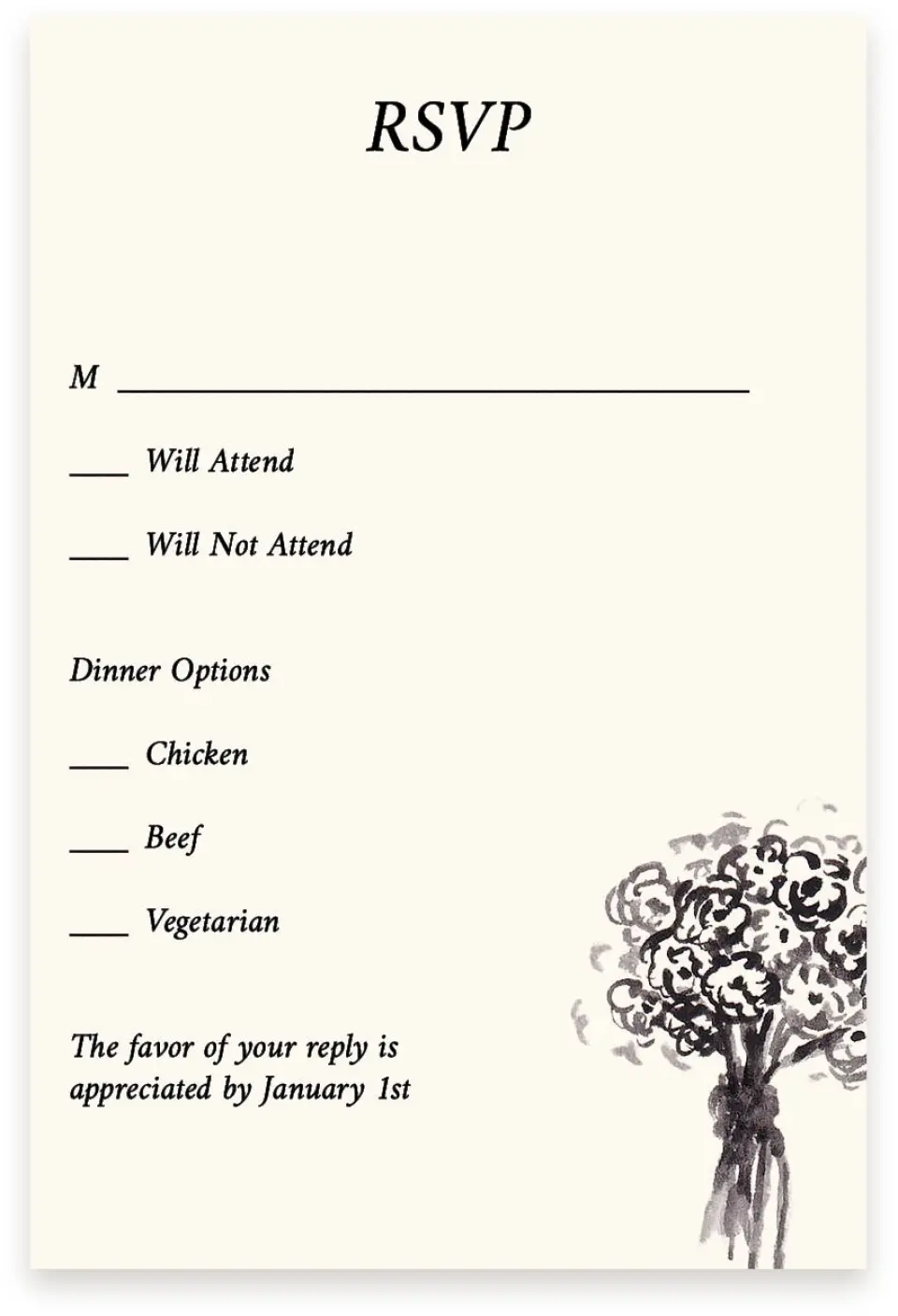 This is a  4" x 6" RSVP Postcards (Pocket Invitation) called Mi Amor printed in full color on Premium Smooth paper