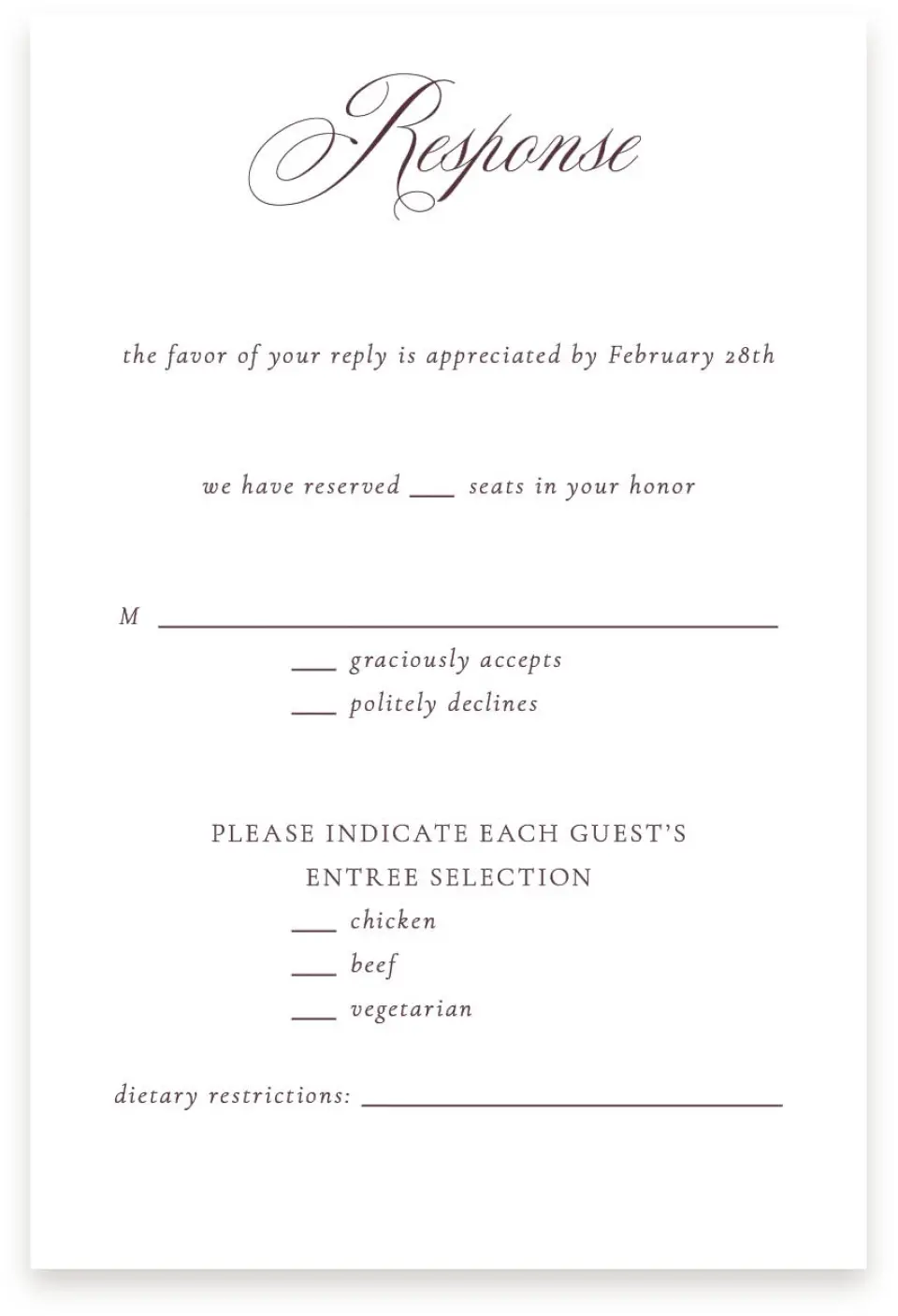 This is a  4" x 6" RSVP Postcards (Pocket Invitation) called Georgetown printed in full color with Silver foil on Luxe Satin (coated) paper