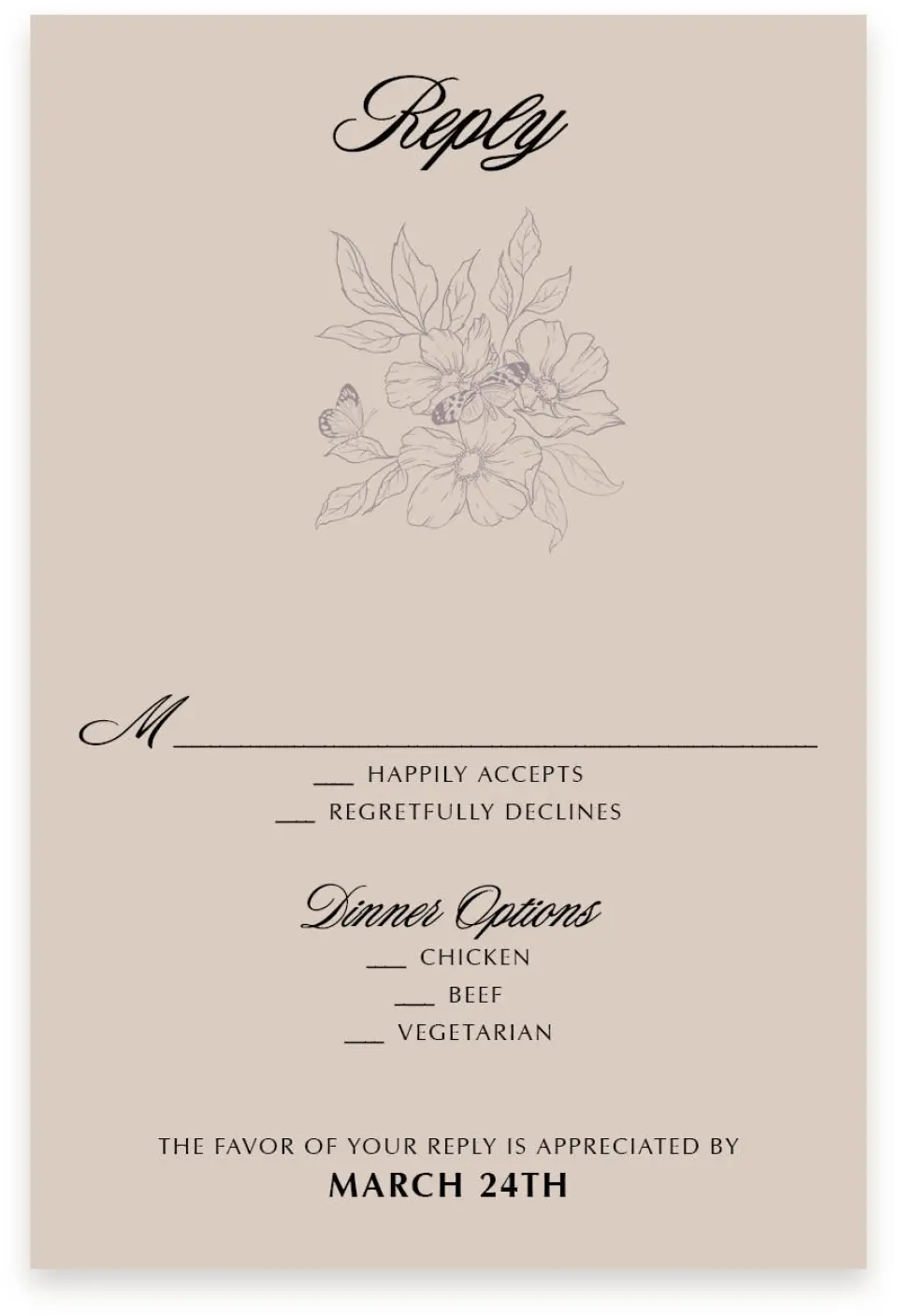 This is a  4" x 6" RSVP Postcards (Pocket Invitation) called Charleston printed in full color with Silver foil on Luxe Satin (coated) paper