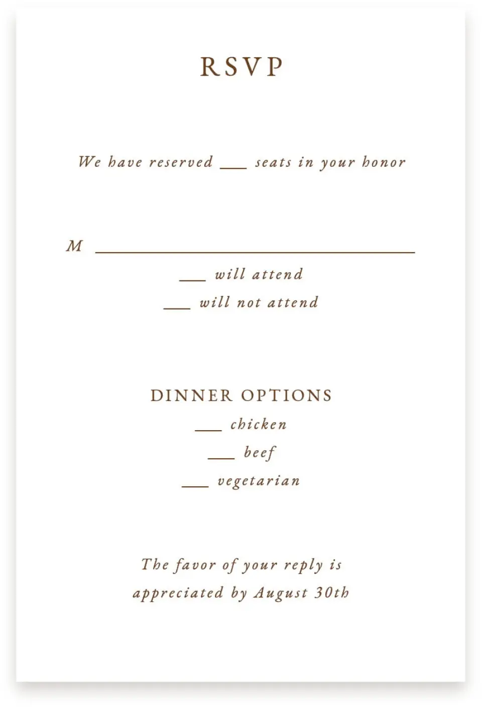 This is a  4" x 6" RSVP Postcards (Pocket Invitation) called Cedarhill Crossing printed in full color with Gold foil on Luxe Satin (coated) paper