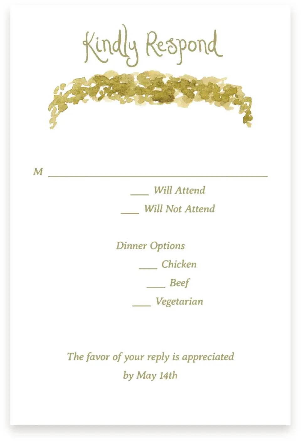 This is a  4" x 6" RSVP Postcards (Pocket Invitation) called Soft Meadows printed in full color with Silver foil on Luxe Satin (coated) paper