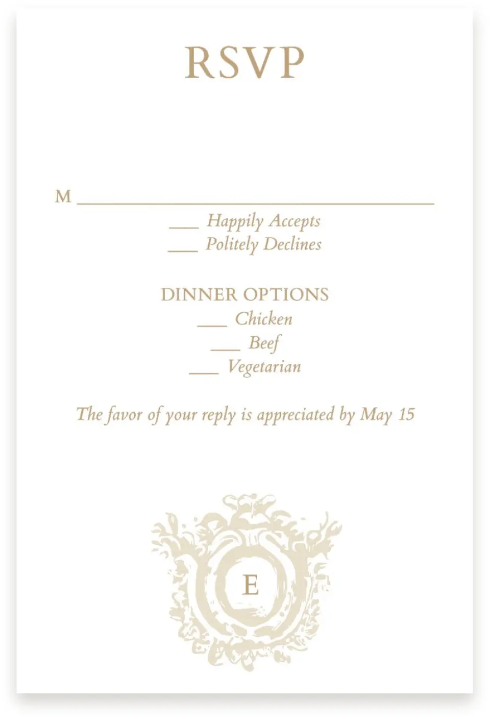 This is a  4" x 6" RSVP Postcards (Pocket Invitation) called Soft Branchlets printed in full color with Silver foil on Luxe Satin (coated) paper