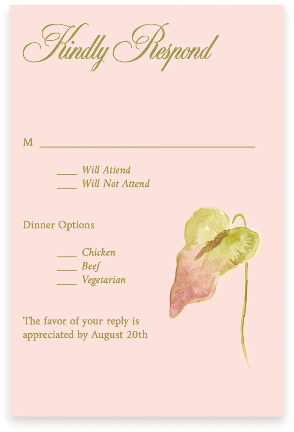 This is a  4" x 6" RSVP Postcards (Pocket Invitation) called Paradise in Bloom printed in full color with Silver foil on Luxe Satin (coated) paper