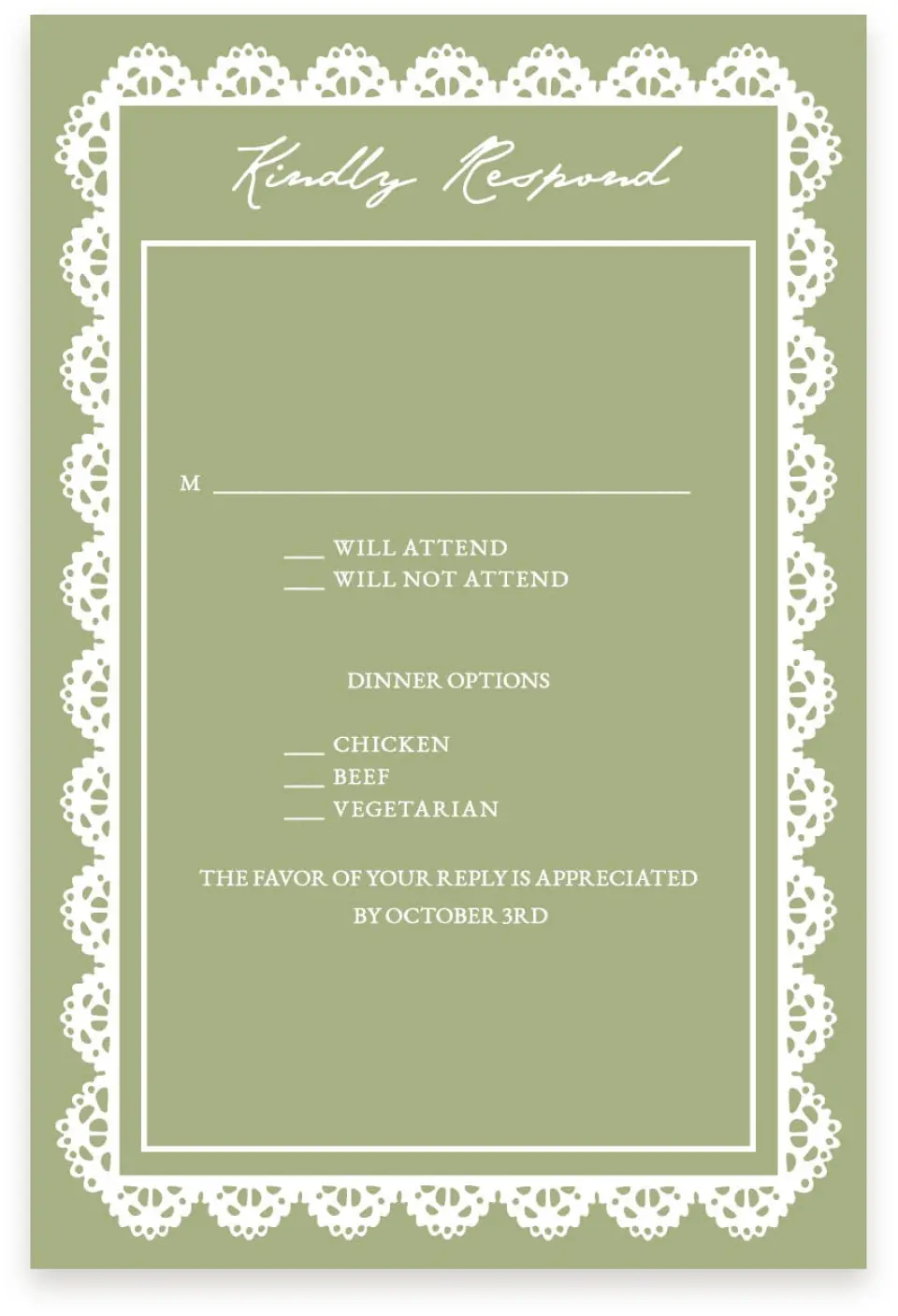 This is a  4" x 6" RSVP Postcards (Pocket Invitation) called Verdant Romance printed in full color with Silver foil on Luxe Satin (coated) paper