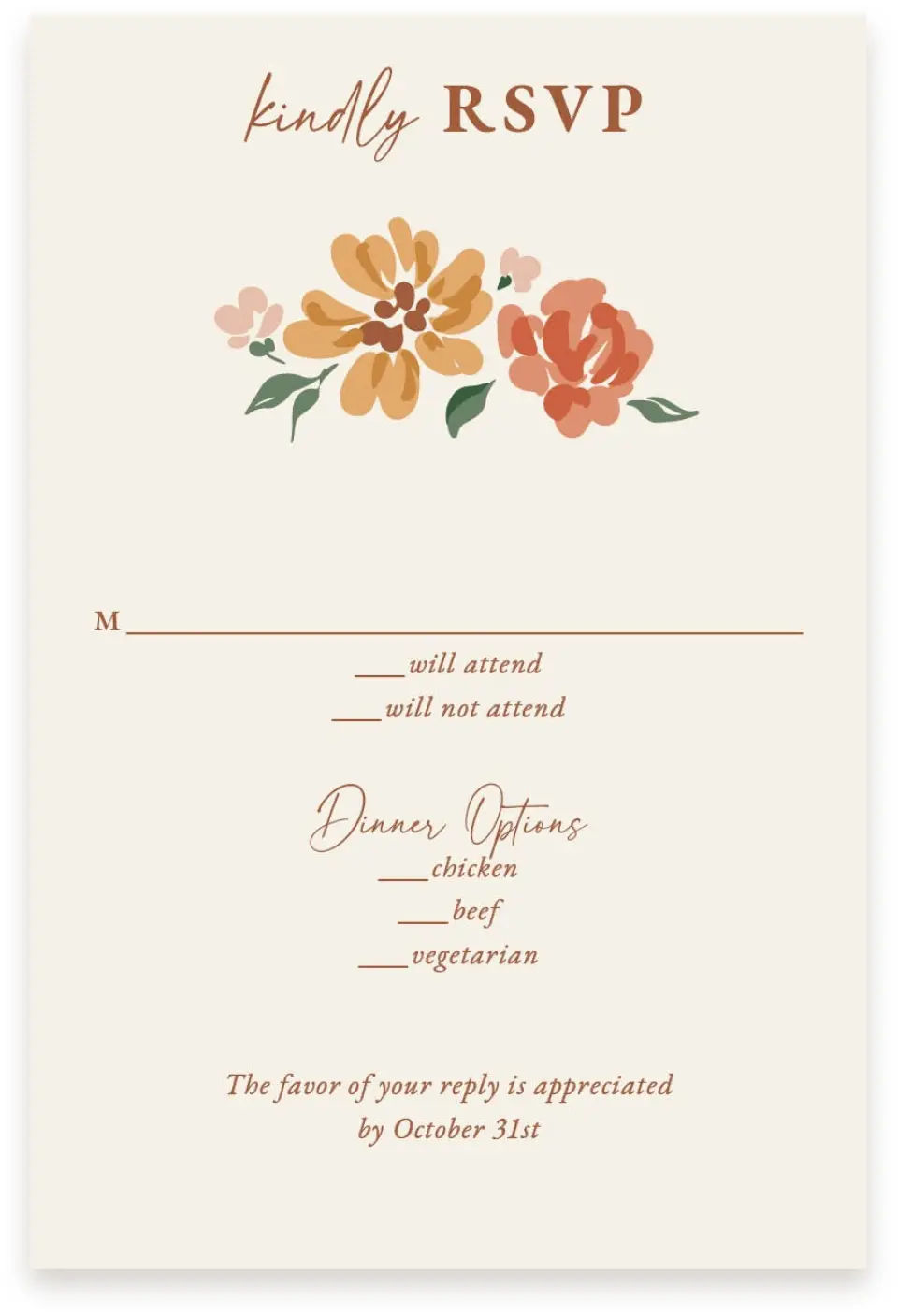 This is a  4" x 6" RSVP Postcards (Pocket Invitation) called Plush Petals printed in full color with Silver foil on Luxe Satin (coated) paper