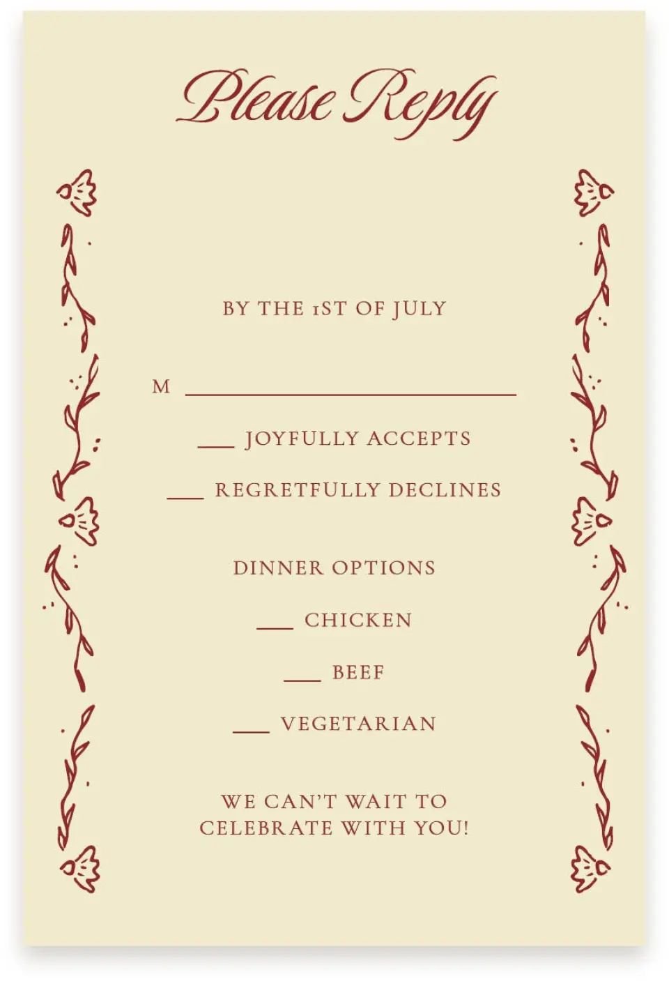 This is a  4" x 6" RSVP Postcards (Pocket Invitation) called Bloom & Crest printed in full color with Rose Gold foil on Luxe Satin (coated) paper