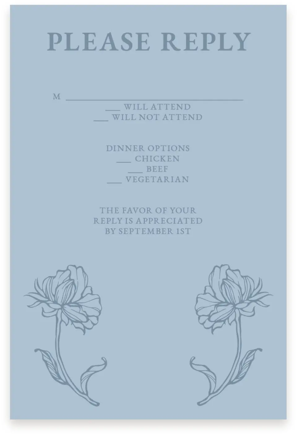 This is a  4" x 6" RSVP Postcards (Pocket Invitation) called Pressed Petals printed in full color with Silver foil on Luxe Satin (coated) paper