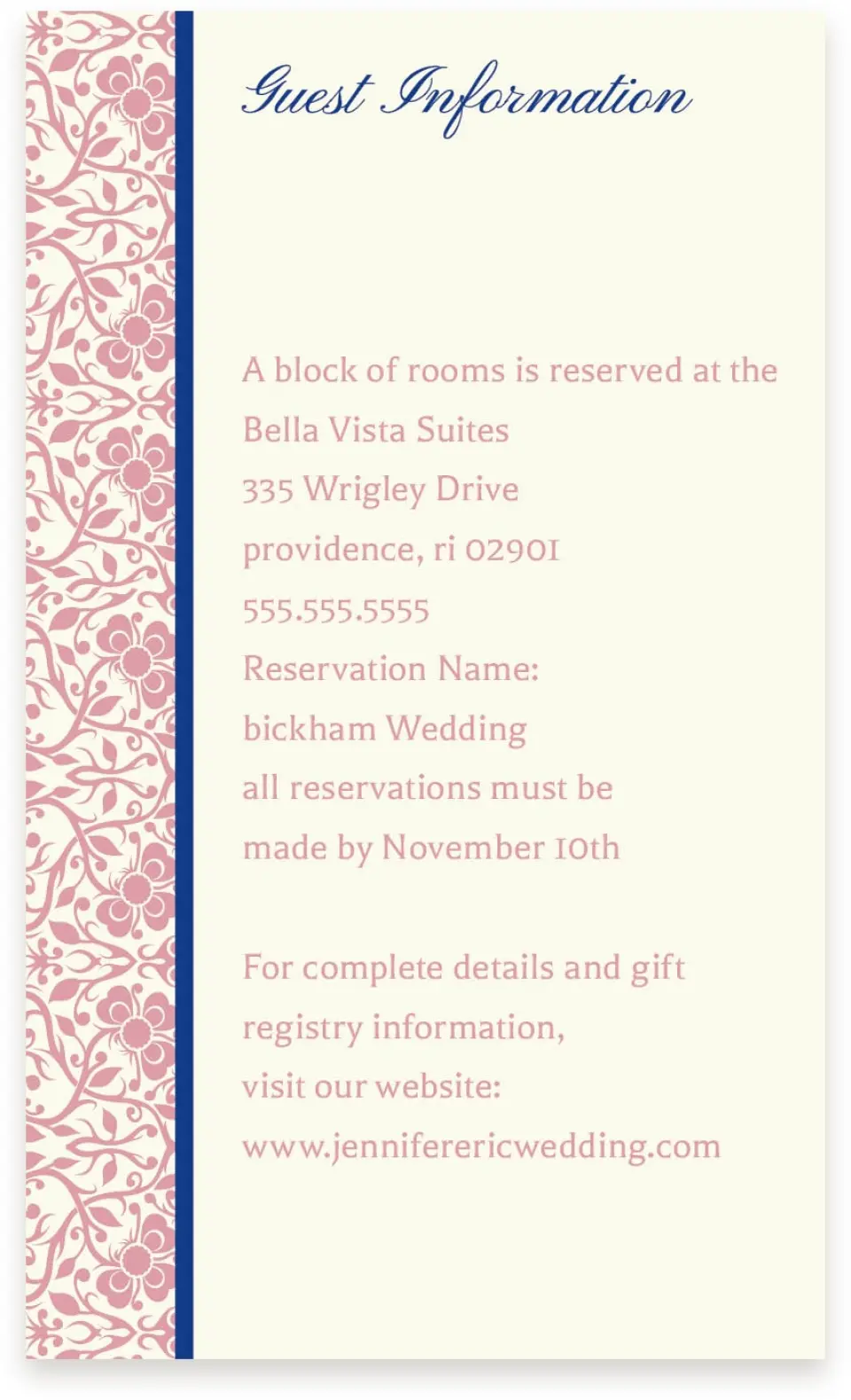 This is a  4" x 6.75" Enclosure Cards (Pocket Invitation) called Floral Ornament printed in full color on Premium Smooth paper
