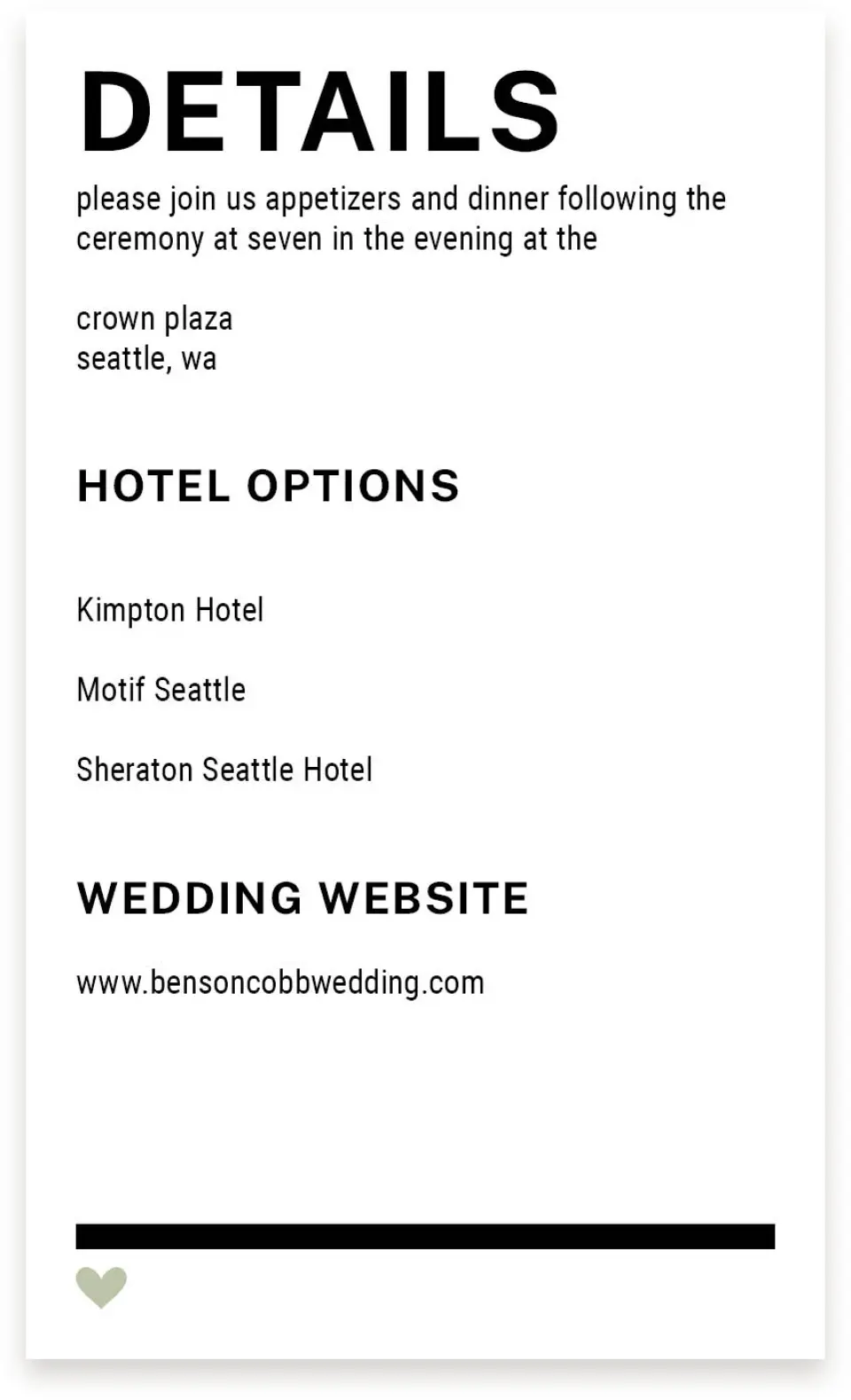 This is a  4" x 6.75" Enclosure Cards (Pocket Invitation) called Modern Typography printed in full color on Premium Smooth paper