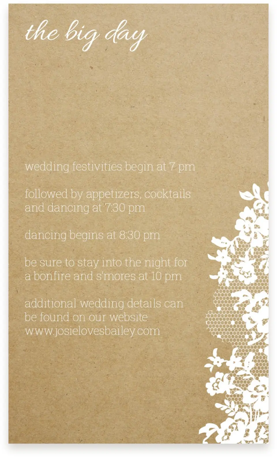 This is a  4" x 6.75" Enclosure Cards (Pocket Invitation) called Floral Lace printed in full color on Premium Smooth paper