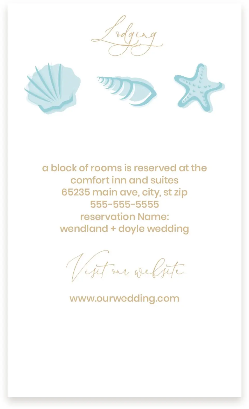 This is a  4" x 6.75" Enclosure Cards (Pocket Invitation) called Salty Kisses printed in full color on Premium Smooth paper