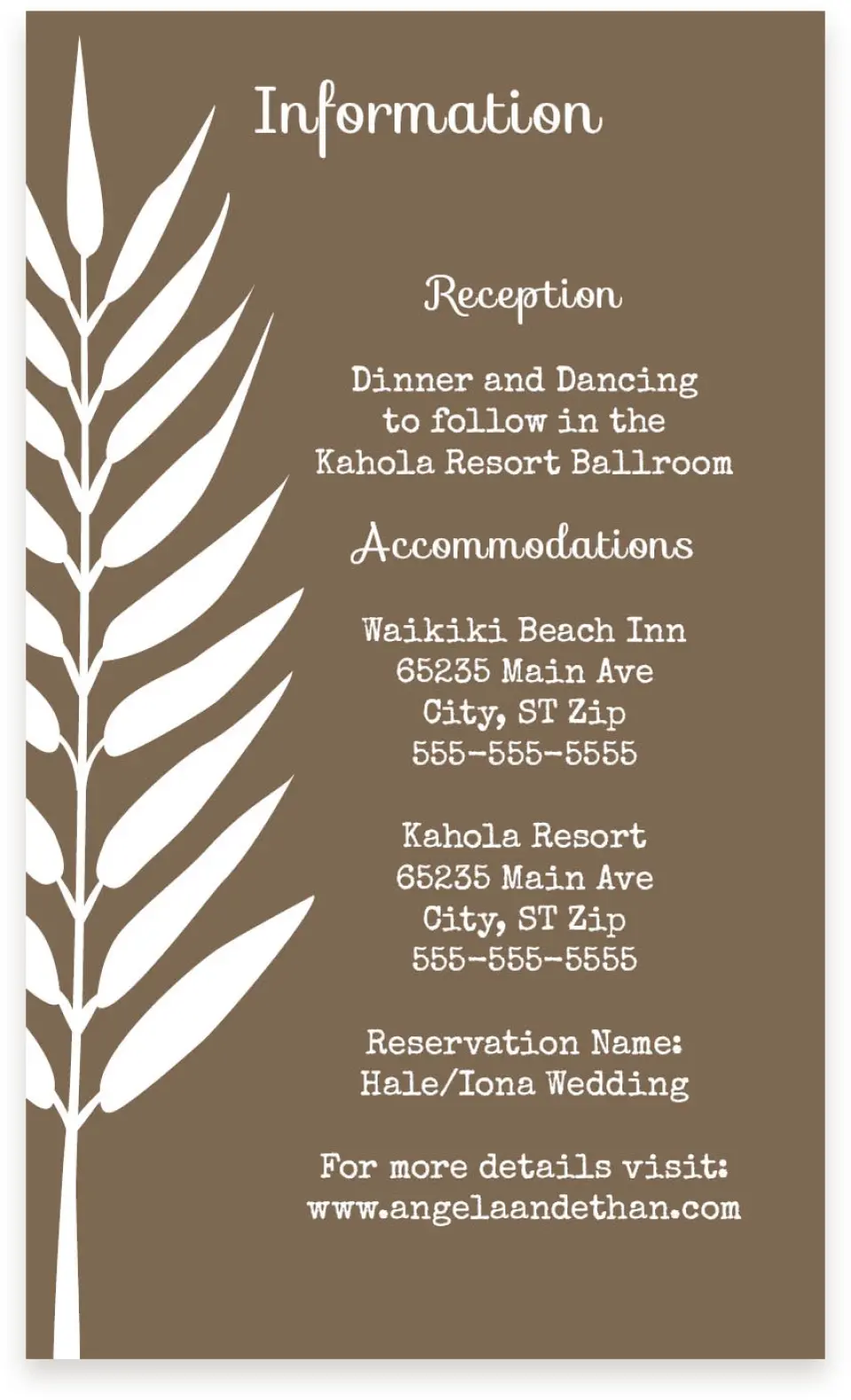 This is a  4" x 6.75" Enclosure Cards (Pocket Invitation) called Palms in Paradise printed in full color on Premium Smooth paper