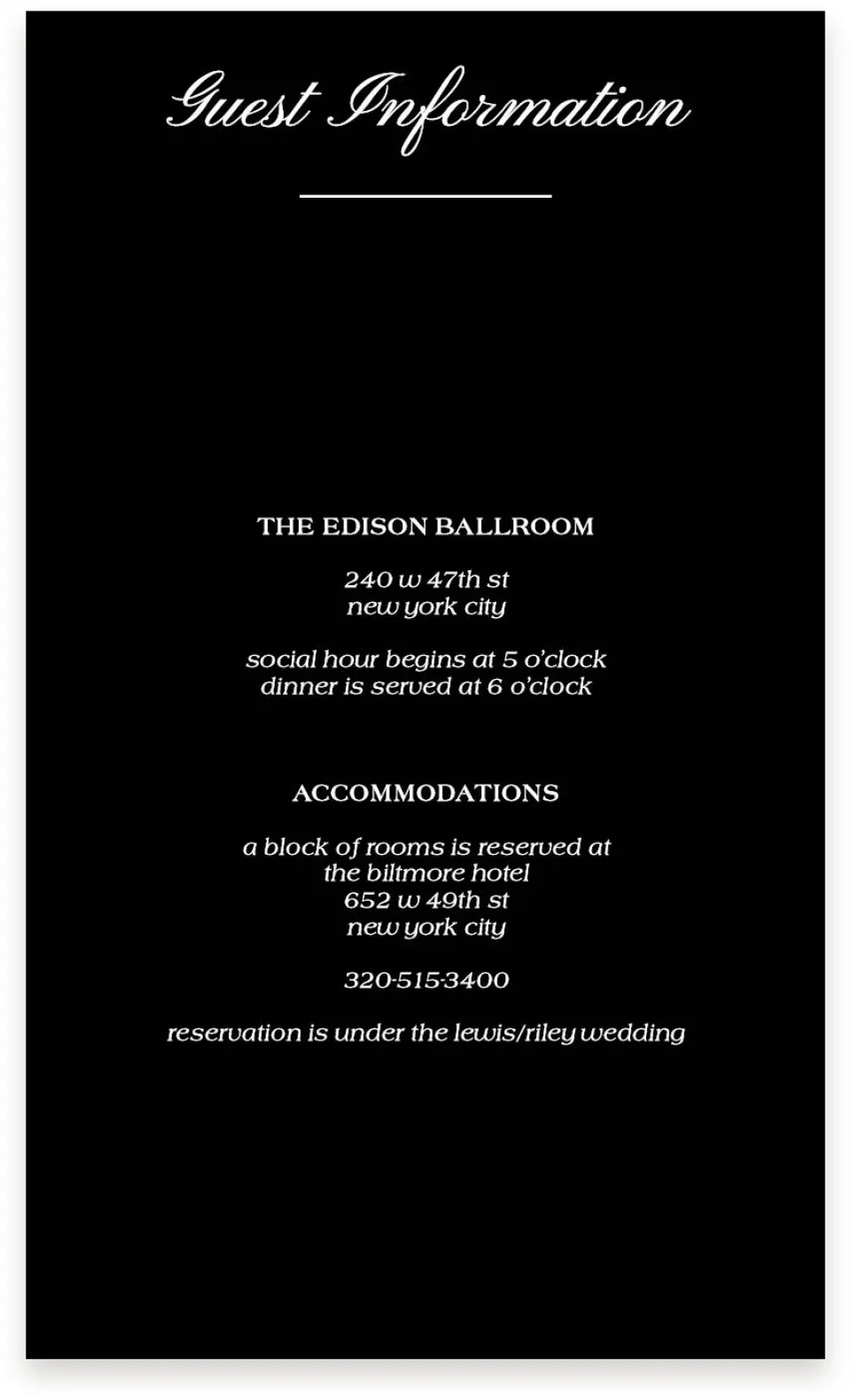 This is a  4" x 6.75" Enclosure Cards (Pocket Invitation) called Formal Statement printed in full color with Silver foil on Luxe Satin (coated) paper