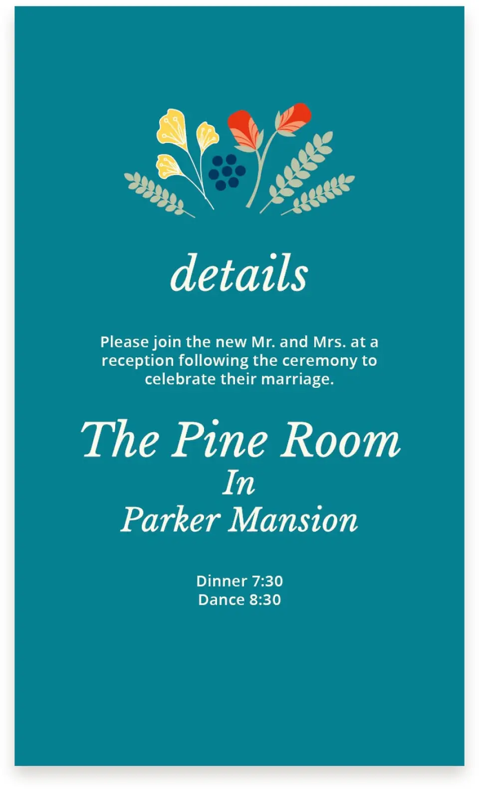 This is a  4" x 6.75" Enclosure Cards (Pocket Invitation) called Botanical Cheer printed in full color on Premium Smooth paper