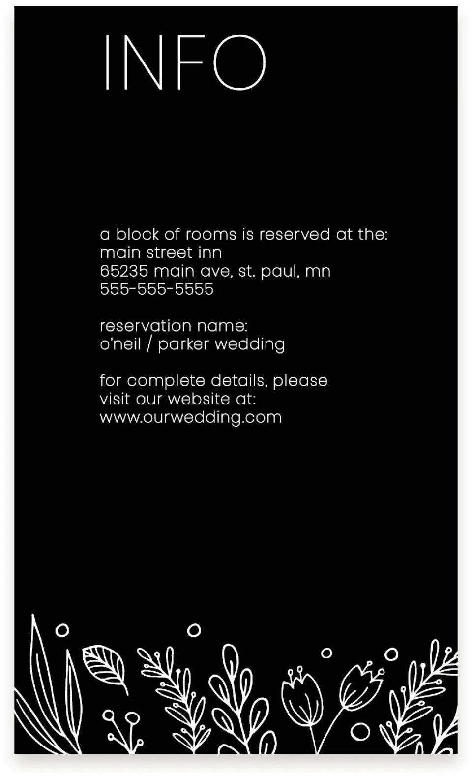 This is a  4" x 6.75" Enclosure Cards (Pocket Invitation) called Budding Bouquet printed in full color with Silver foil on Luxe Satin (coated) paper