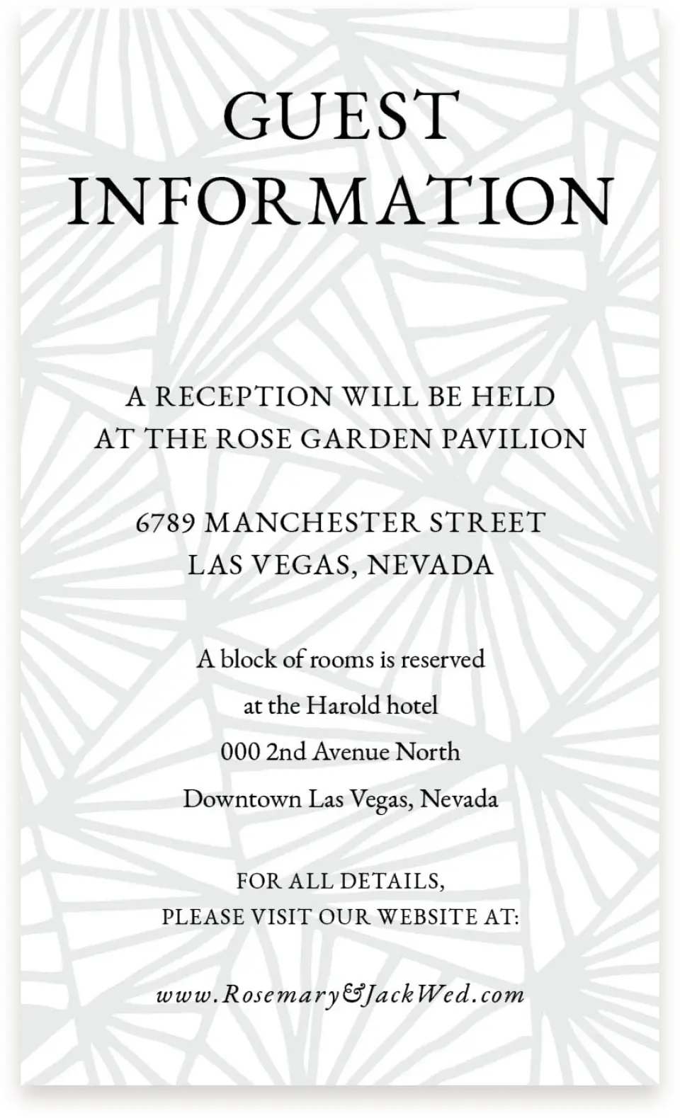 This is a  4" x 6.75" Enclosure Cards (Pocket Invitation) called Devoted Deco printed in full color with Silver foil on Luxe Satin (coated) paper