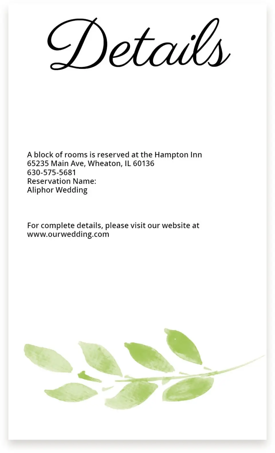 This is a  4" x 6.75" Enclosure Cards (Pocket Invitation) called Painted Leaves printed in full color on Premium Smooth paper