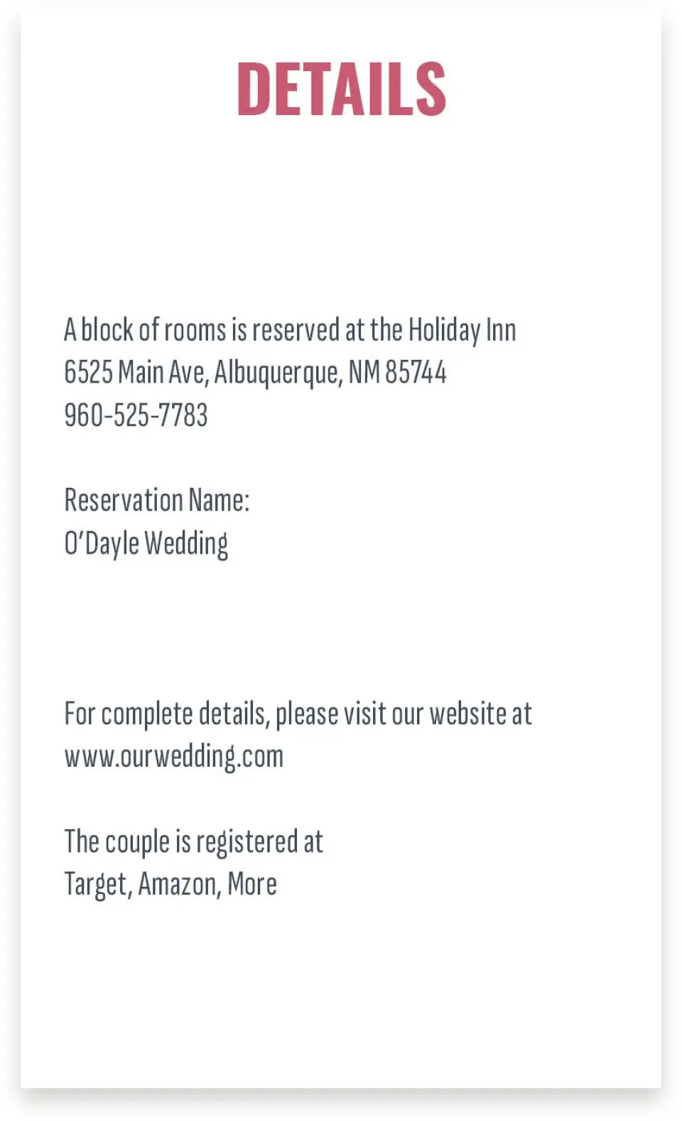 This is a  4" x 6.75" Enclosure Cards (Pocket Invitation) called Modish Love printed in full color with Silver foil on Luxe Satin (coated) paper