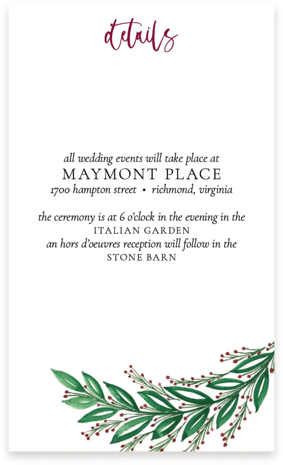 This is a  4" x 6.75" Enclosure Cards (Pocket Invitation) called Splendid Garland printed in full color on Premium Smooth paper