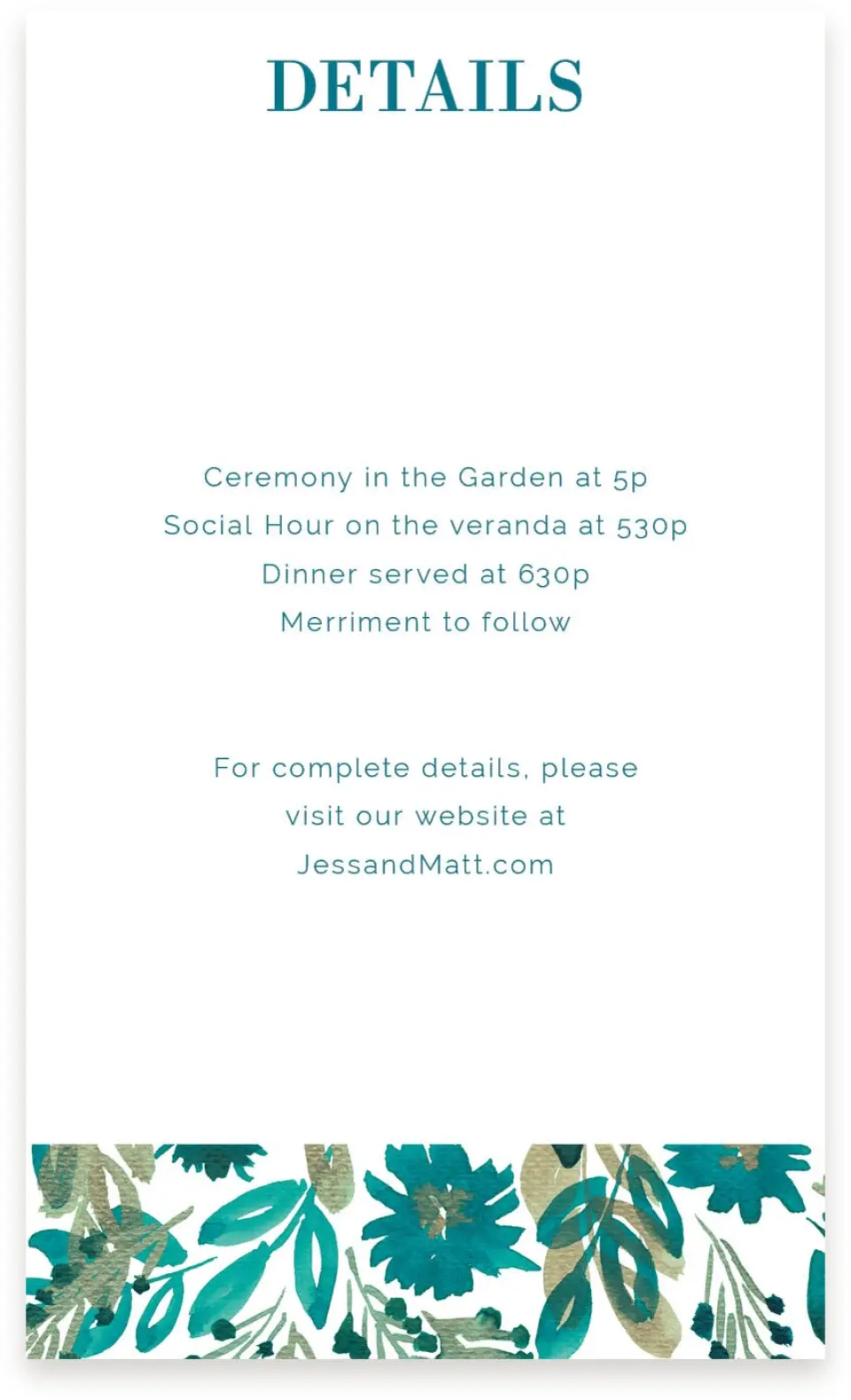 This is a  4" x 6.75" Enclosure Cards (Pocket Invitation) called Boho Floral printed in full color with Silver foil on Luxe Satin (coated) paper