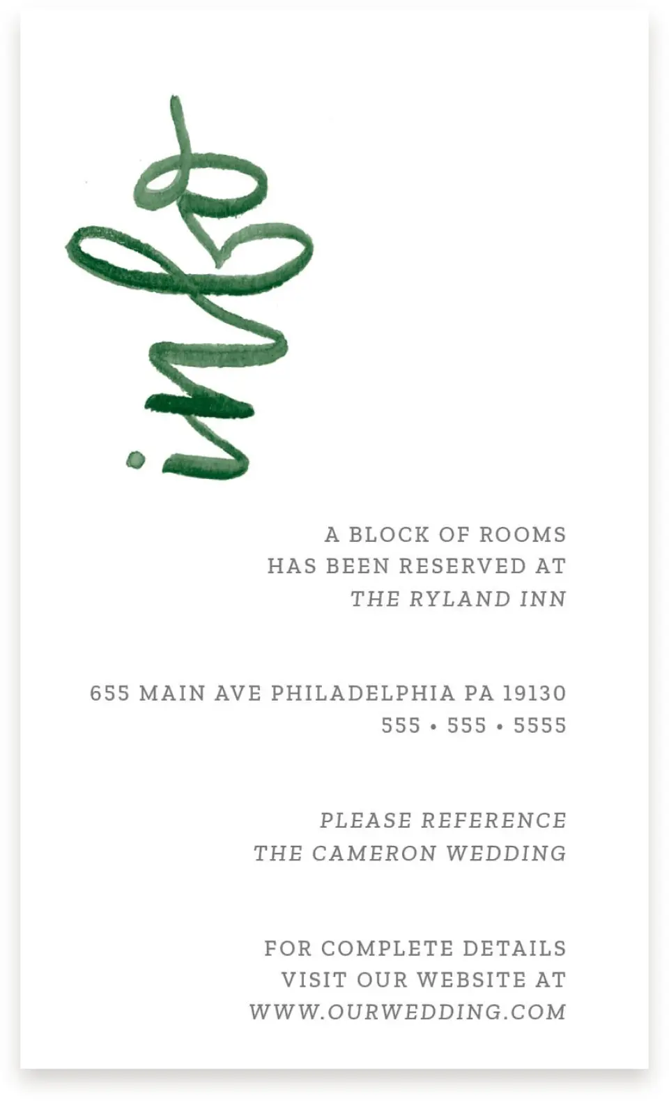 This is a  4" x 6.75" Enclosure Cards (Pocket Invitation) called Watercolor Monogram printed in full color on Premium Smooth paper