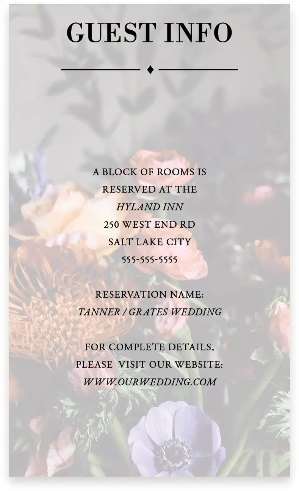 This is a  4" x 6.75" Enclosure Cards (Pocket Invitation) called Lush Botanicals printed in full color with Silver foil on Luxe Satin (coated) paper